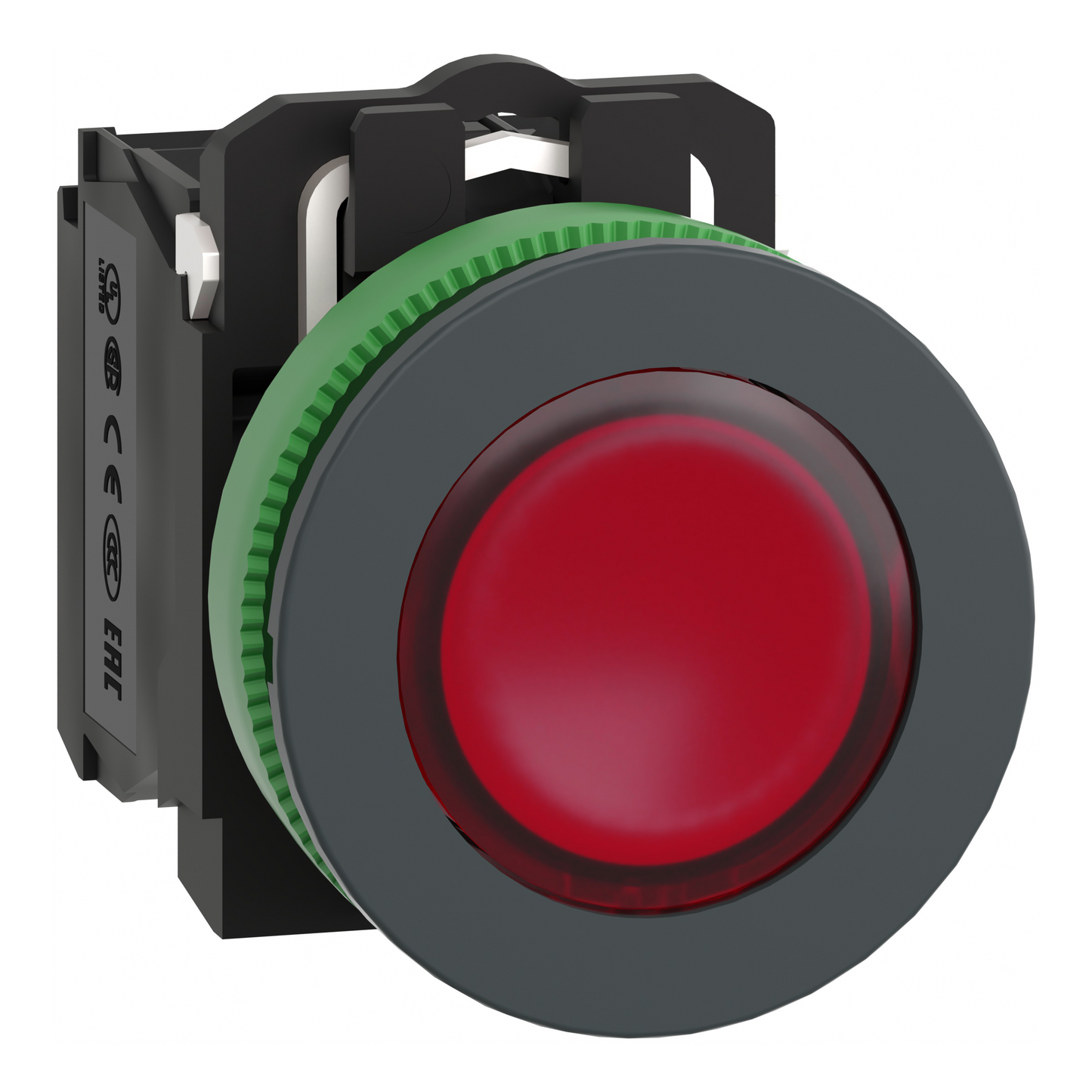 Schneider Electric-XB5FW34G5-Harmony XB5 - BP lumineux DEL - flush - rouge - 1O+1F - 110V - vis étrier
