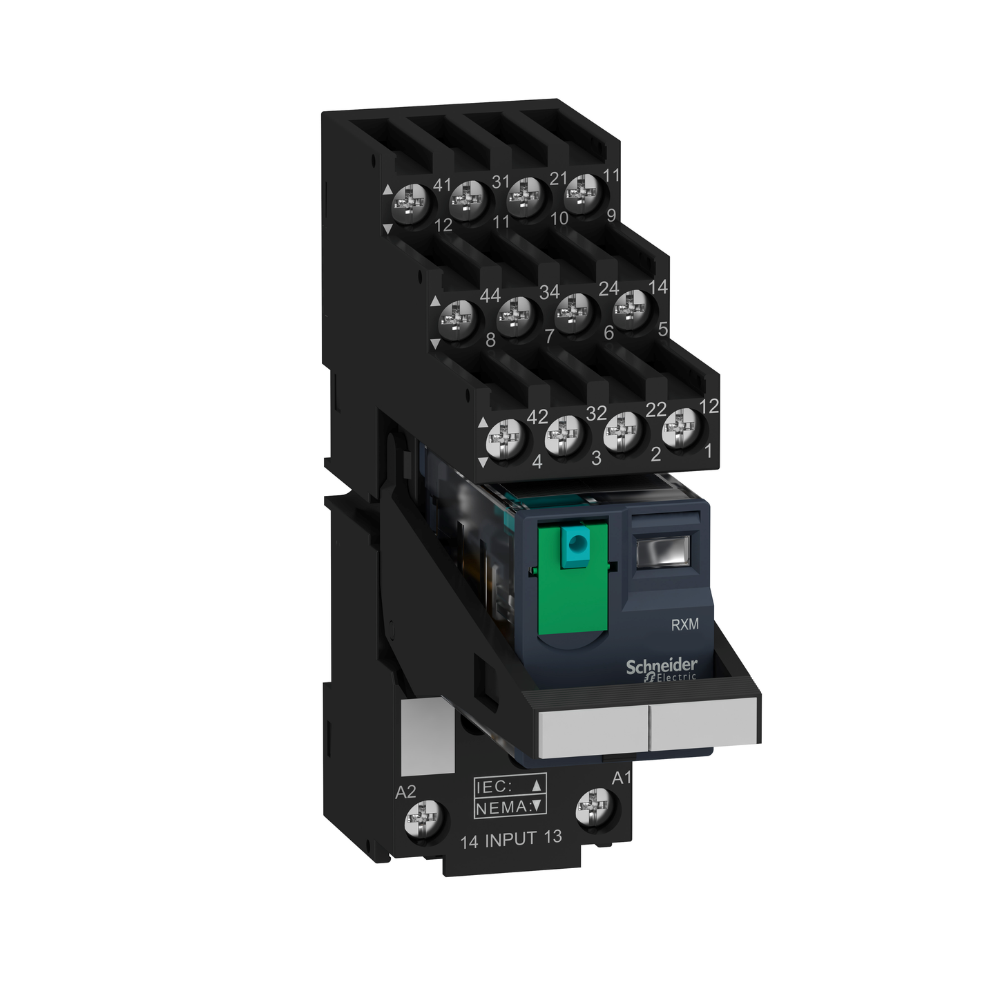Schneider Electric-RXM4AB2BDPVS-Harmony Relay RXM - relais sur embase cont séparés - 4OF - 6A - test+DEL - 24VDC