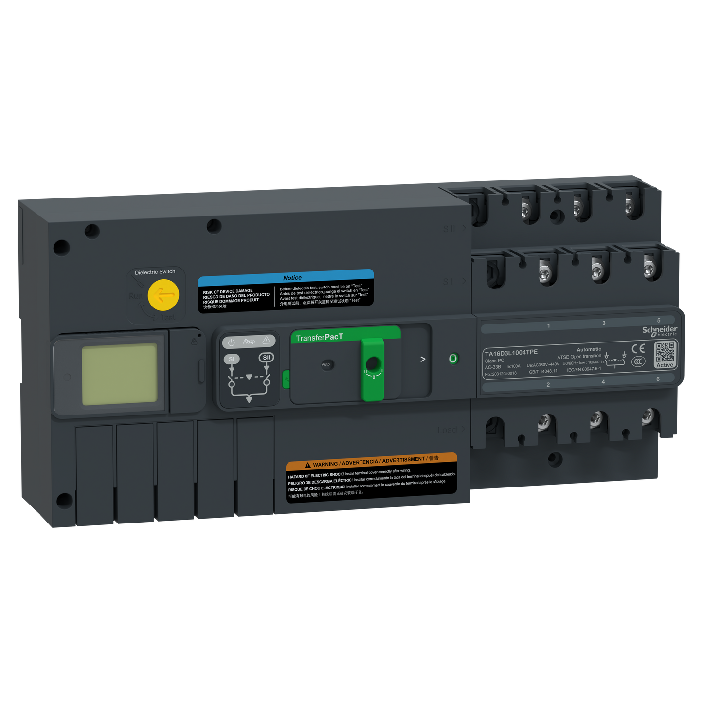Schneider Electric-TA16D3L1004TPE-TransferPacT Active TA160 - inverseur de sources - LCD - 100A - 3P - 400Vca
