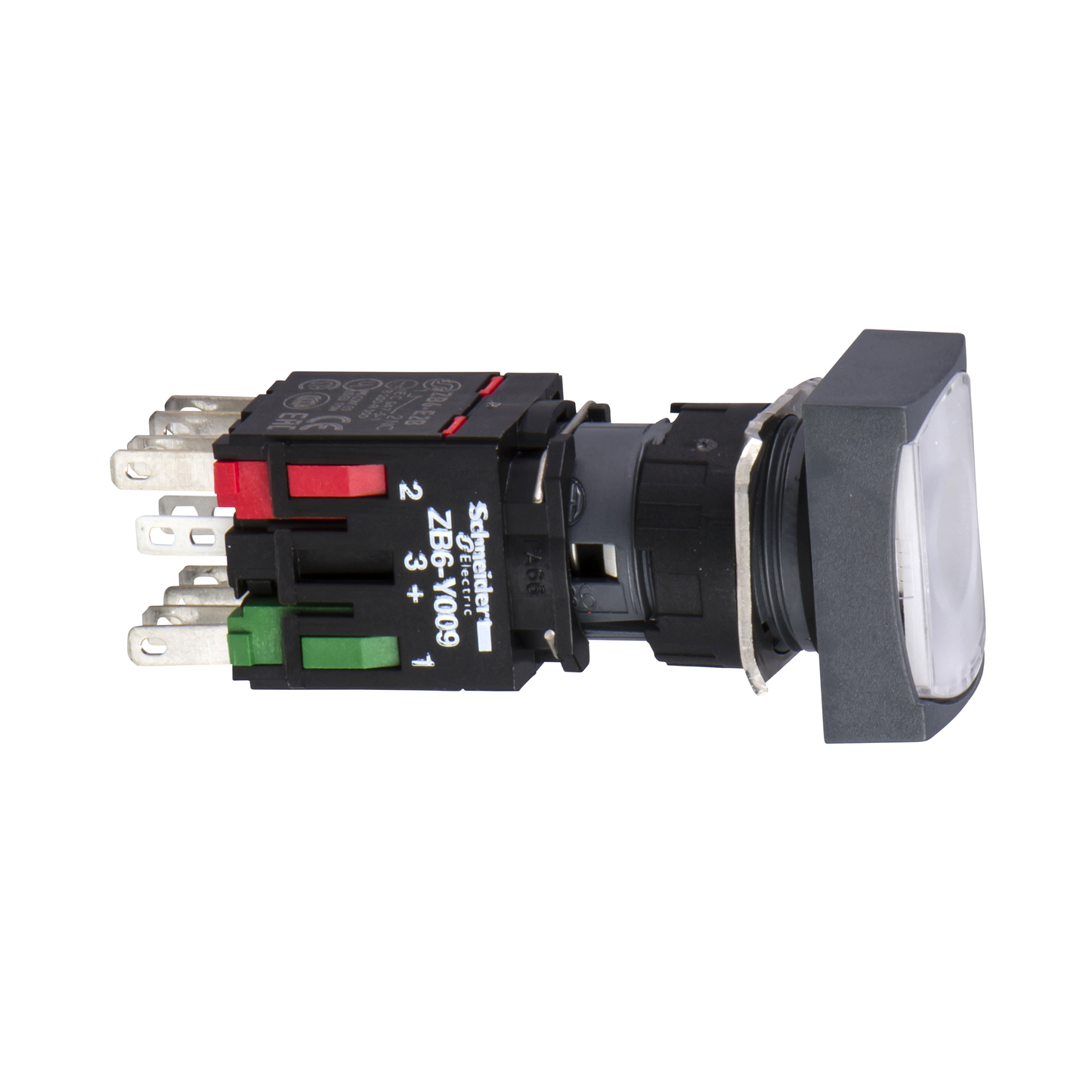 Schneider Electric-XB6DF1B5B-Harmony XB6 - bouton-pous. lum. complet - tête rect. - blanc - Ø16 - 24V - 1O+1F