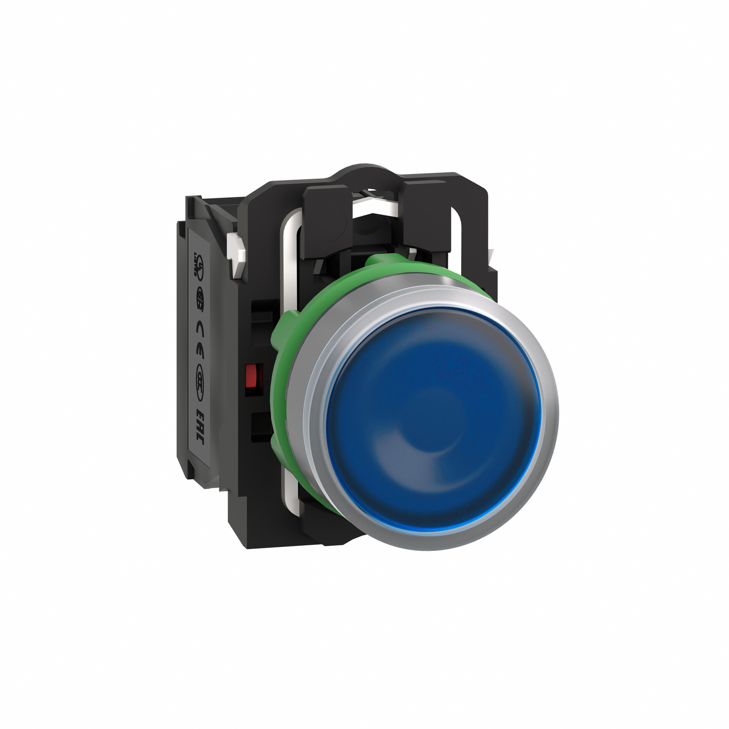Schneider Electric-XB5AW36G5C0-Harmony XB5 - bouton poussoir lum - Ø22 - col grise - bleu - 1O+1F - 110V