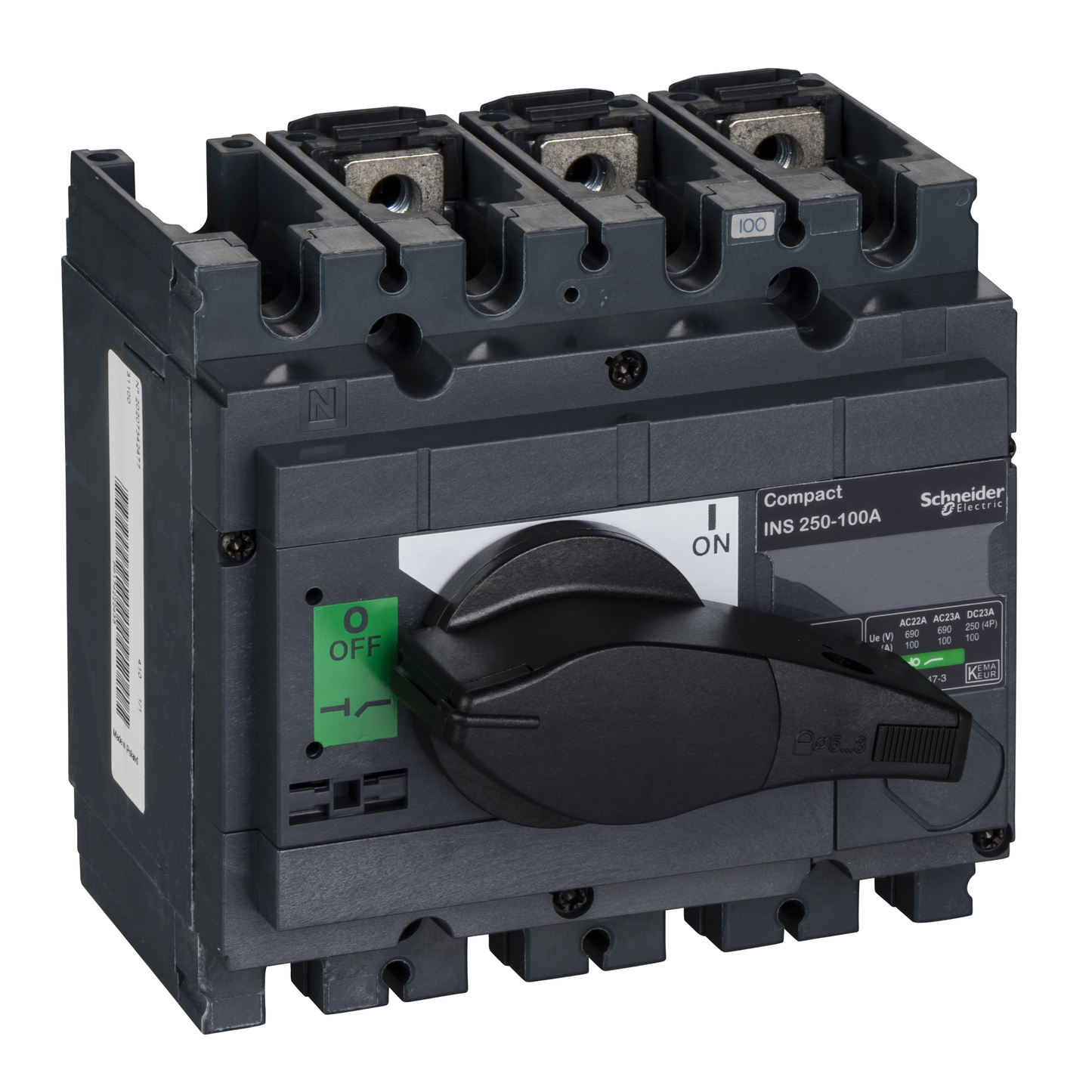Schneider Electric-31100-ComPacT INS - Interrupteur sectionneur - INS250 3P 100A - poignée noire