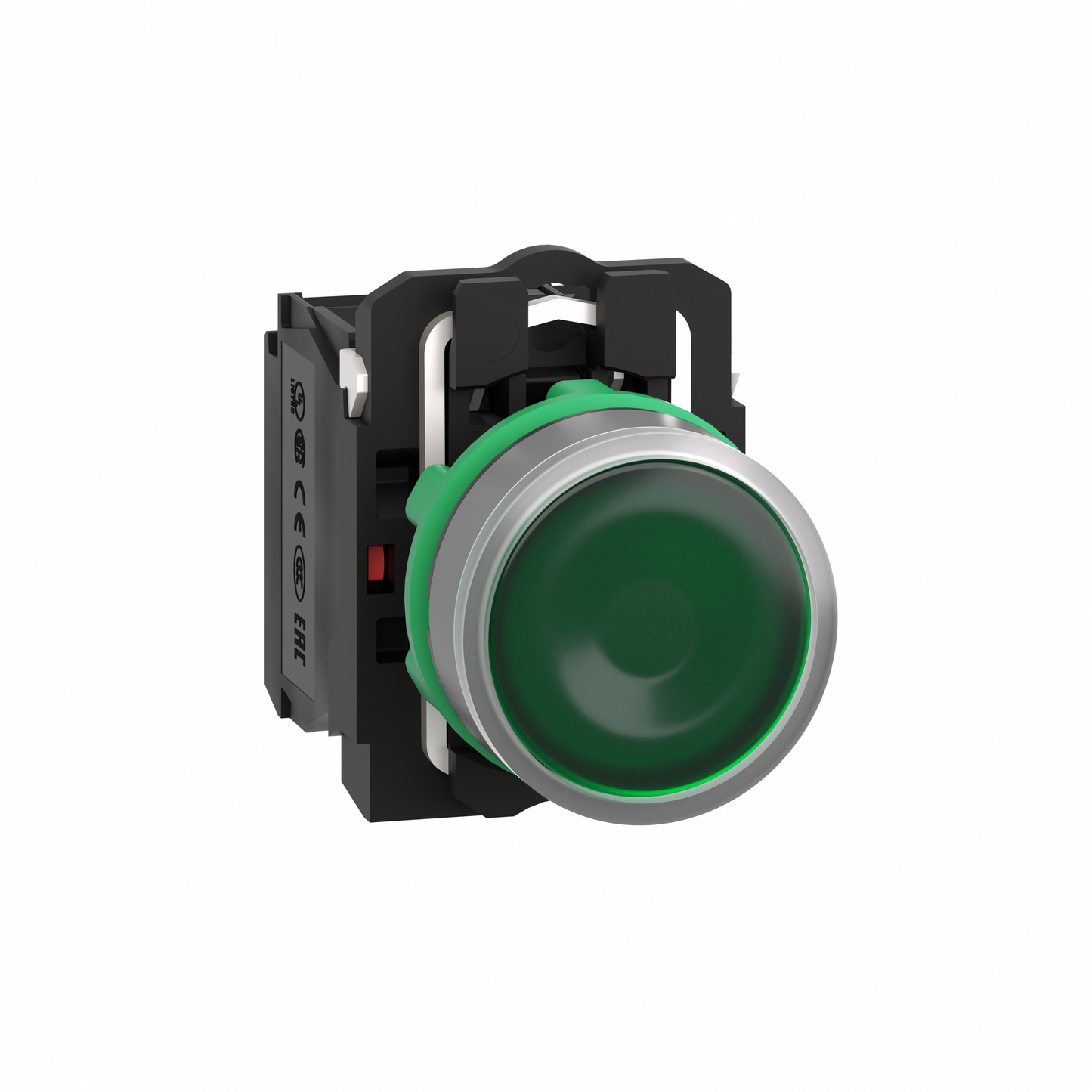 Schneider Electric-XB5AW33B5C0-Harmony XB5 - bouton poussoir lumin DEL - Ø22 - col grise - vert - 1O+1F - 24V