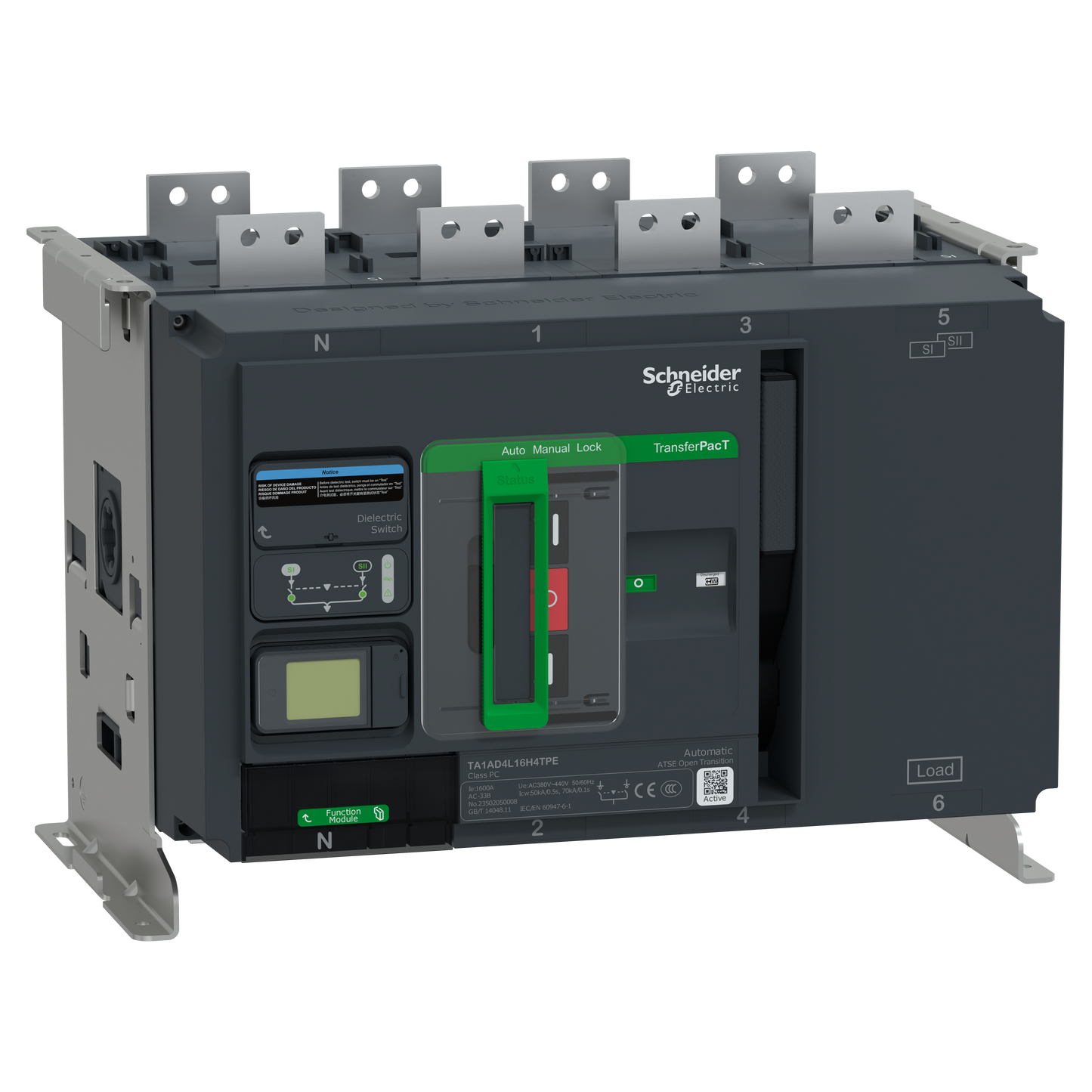 Schneider Electric-TA1AD4L8004TPE-TransferPacT TA1600 - inverseur de sources - LCD - 800A - 4P - 400Vca