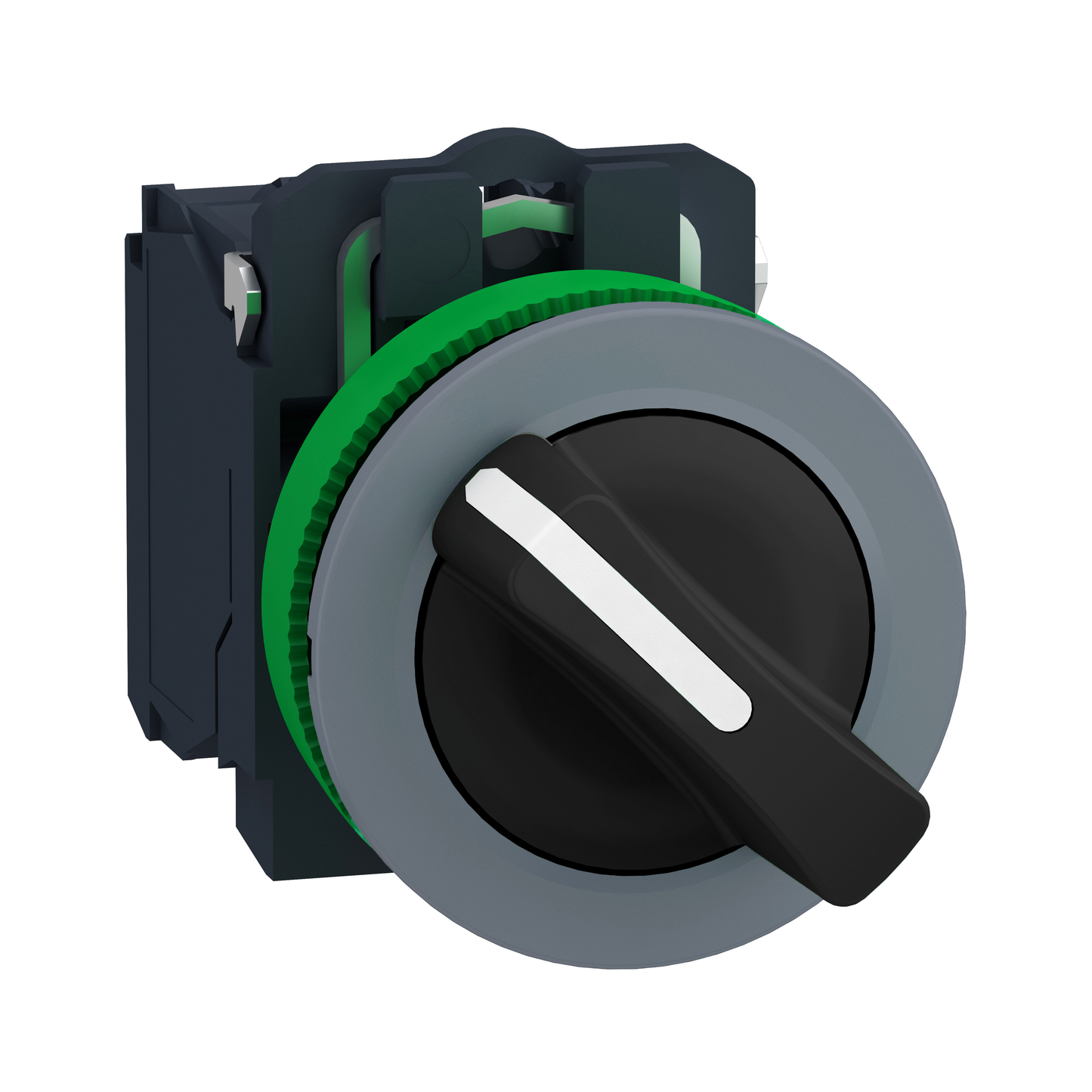 Schneider Electric-XB5FD41C0-Harmony XB5 - bouton tournant - Ø22 - col grise - 2 pos à rap. - noir - 1F