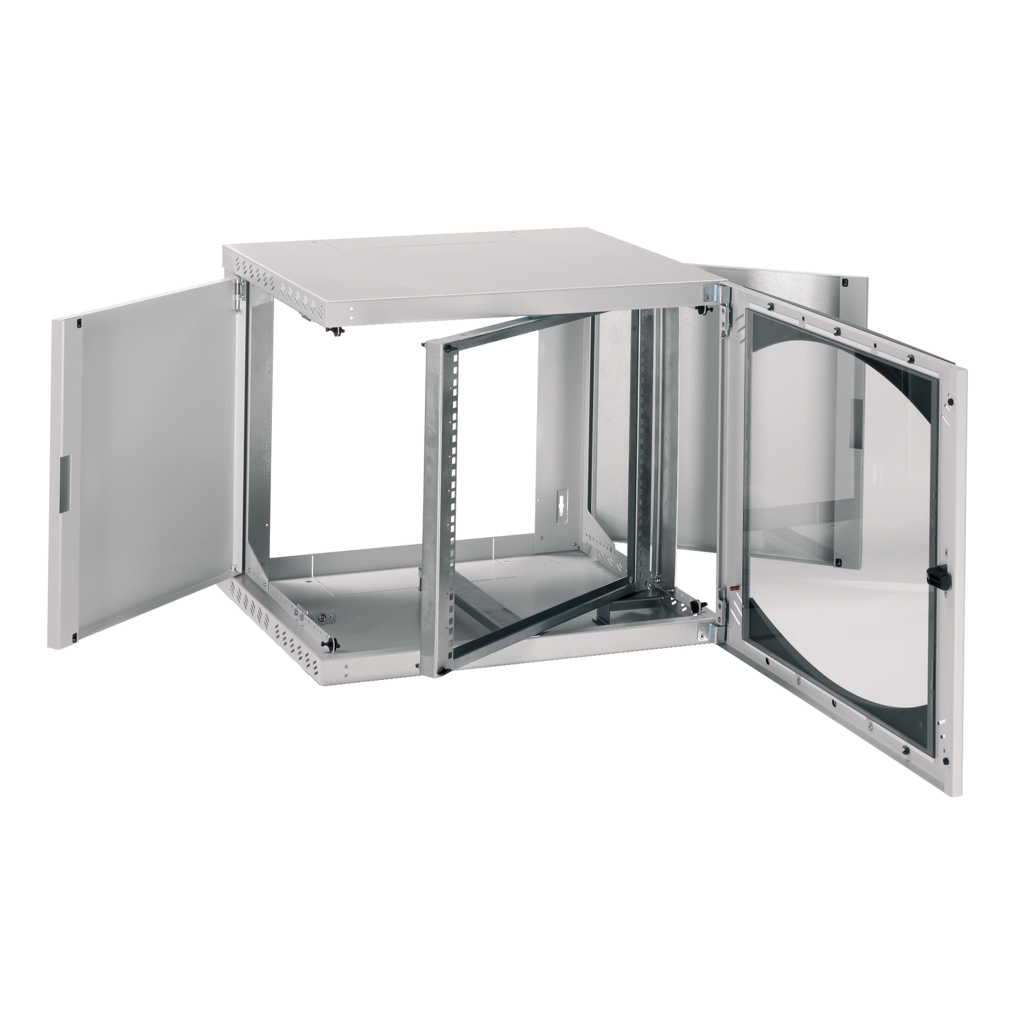 Schneider Electric-NSYOPB9U5P-Actassi Coffret mural OPB 9U L600 P500 châssis pivotant 19P porte vitrée R7035