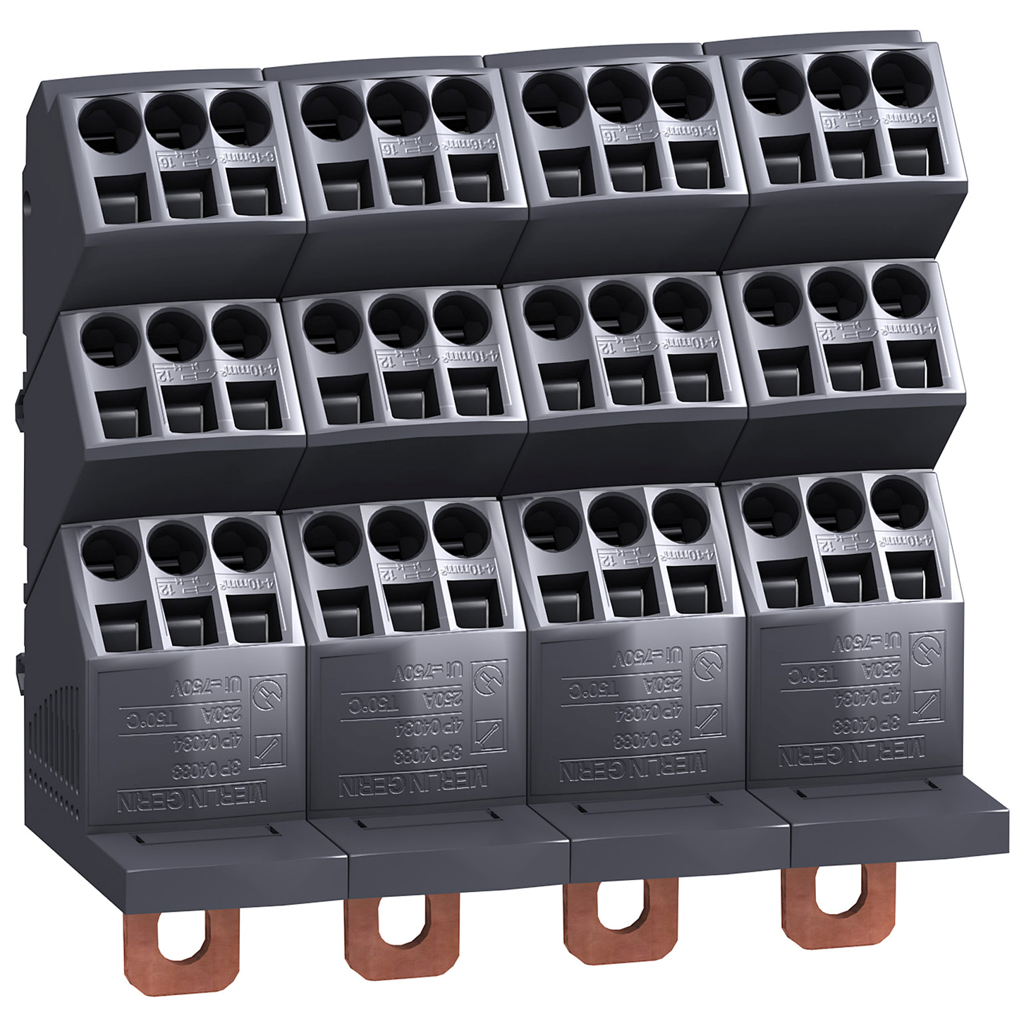 Schneider Electric-LVS04034-Linergy DP - Répartiteur NSX 4P - 250A Icc 150kA - connect 4x(6x10mm² + 3x16mm²)