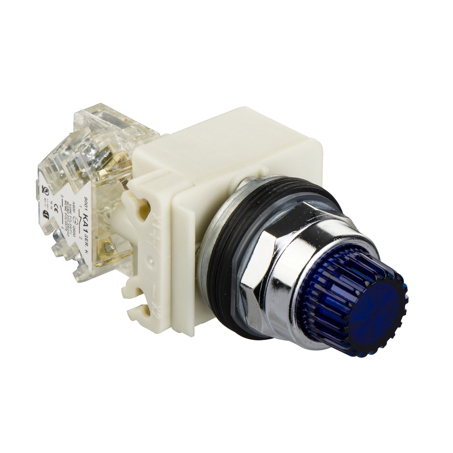 Schneider Electric-9001K2L35LH13-Harmony 9001K - bouton-pous. lum.- bleu - Ø30 - à imp. dépassant - 24V - 1OF