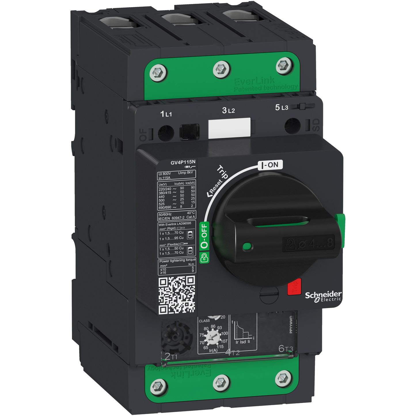 Schneider Electric-GV4P115S-TeSys GV - disjoncteur magnéto-thermique - In 115A - 100kA - Everlink