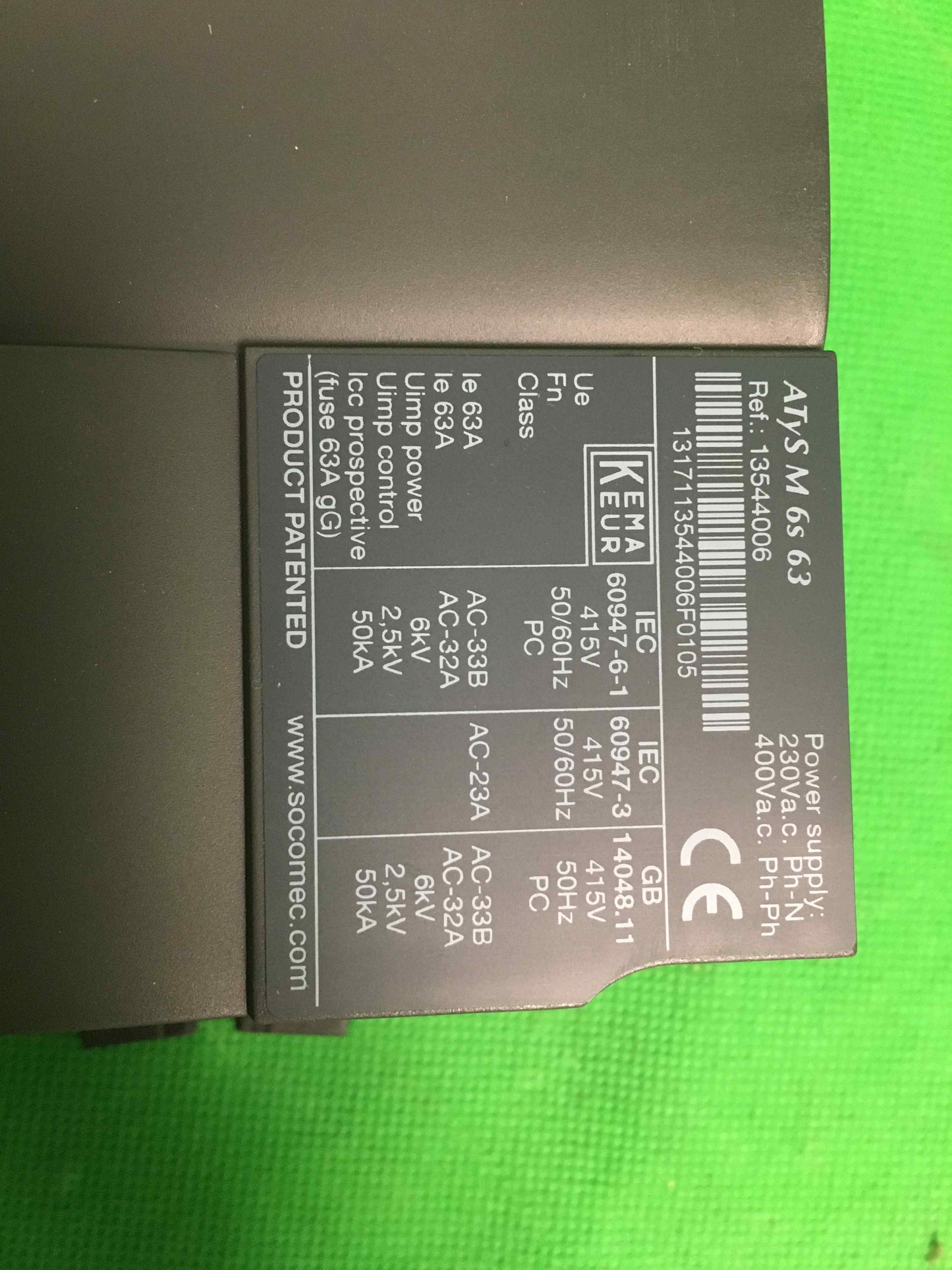 SOCOMEC-13544006 ATyS-M-6s 63/13544006ATySM6s63