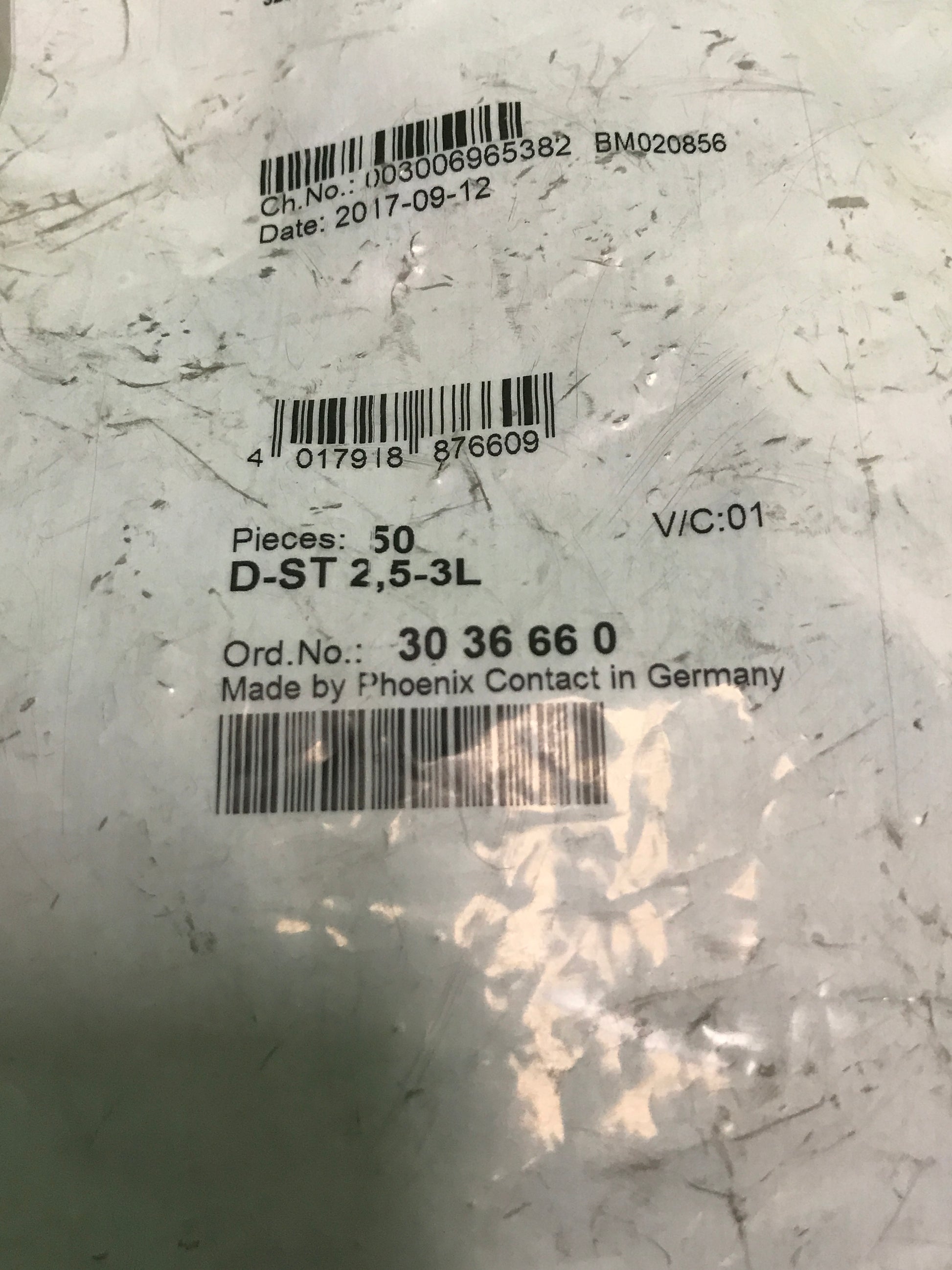 PHOENIX CONTACT D-ST 2.5-3L DST253L ORDER NO: 30 36 66 0 BOX OF 50 UNITS