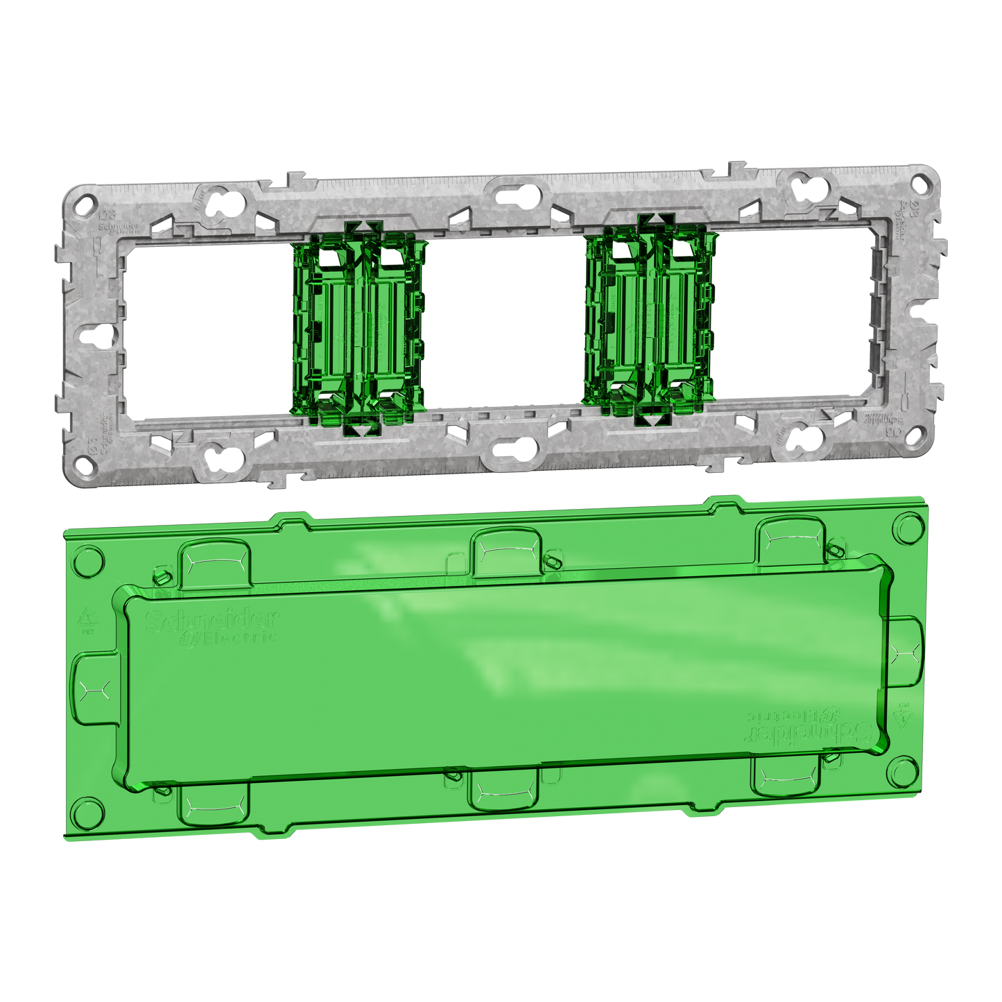 Schneider Electric-NU7006CW-Reconditionné - Unica- support fixation 6-8 mod/ 3postes +protect chantier-zamac