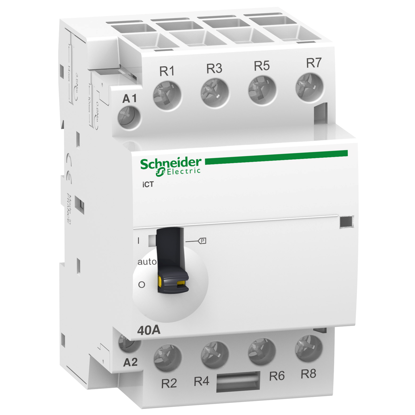 Schneider Electric-A9C21864W-Reconditionné - Acti9 iCT- Contacteur  avec maneton 4P - 63A -4NO- 220/240V 50Hz