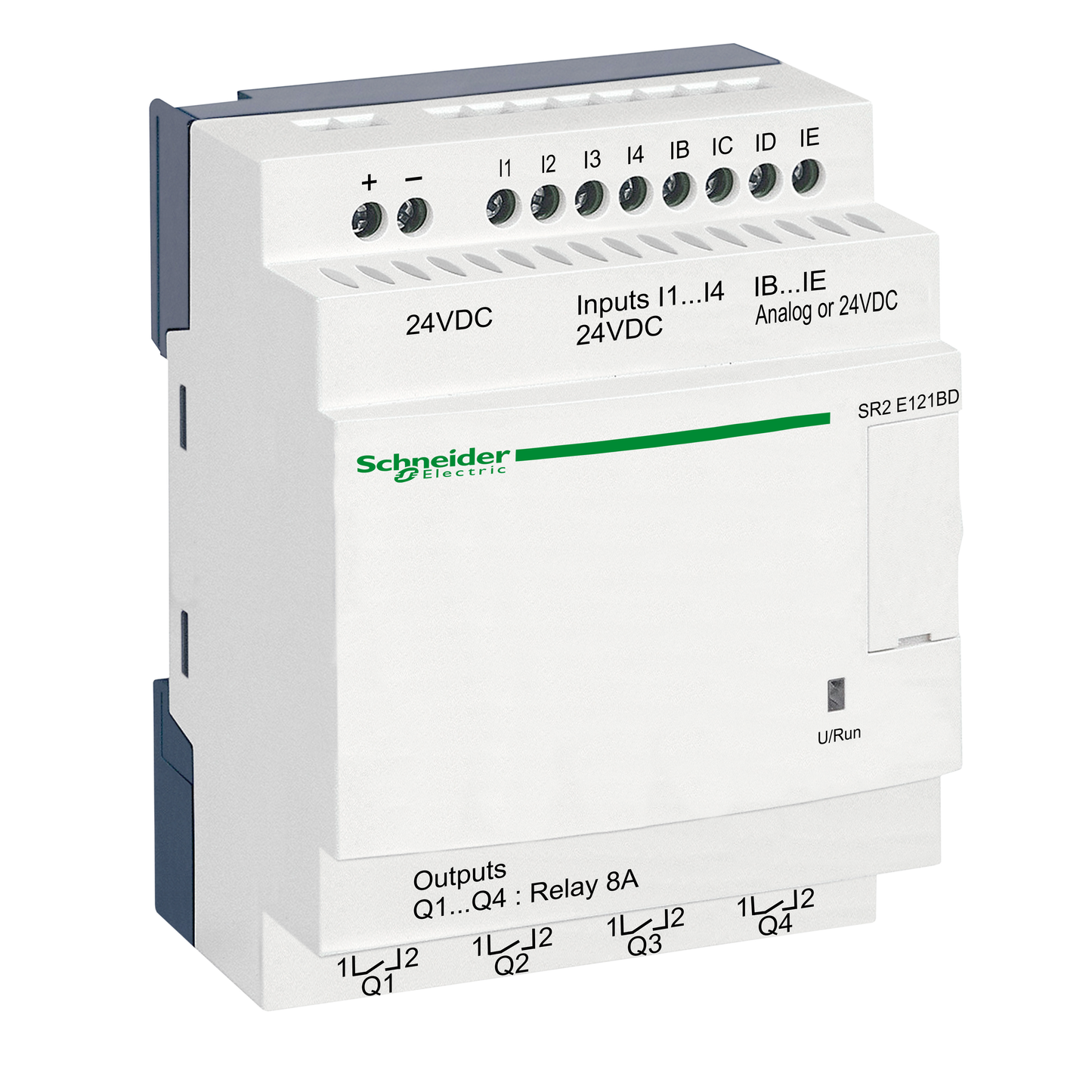 Schneider Electric-SR2E121BD-Zelio Logic - relais intelligent compact - 12 E/S 24Vcc - horloge - ss affichage
