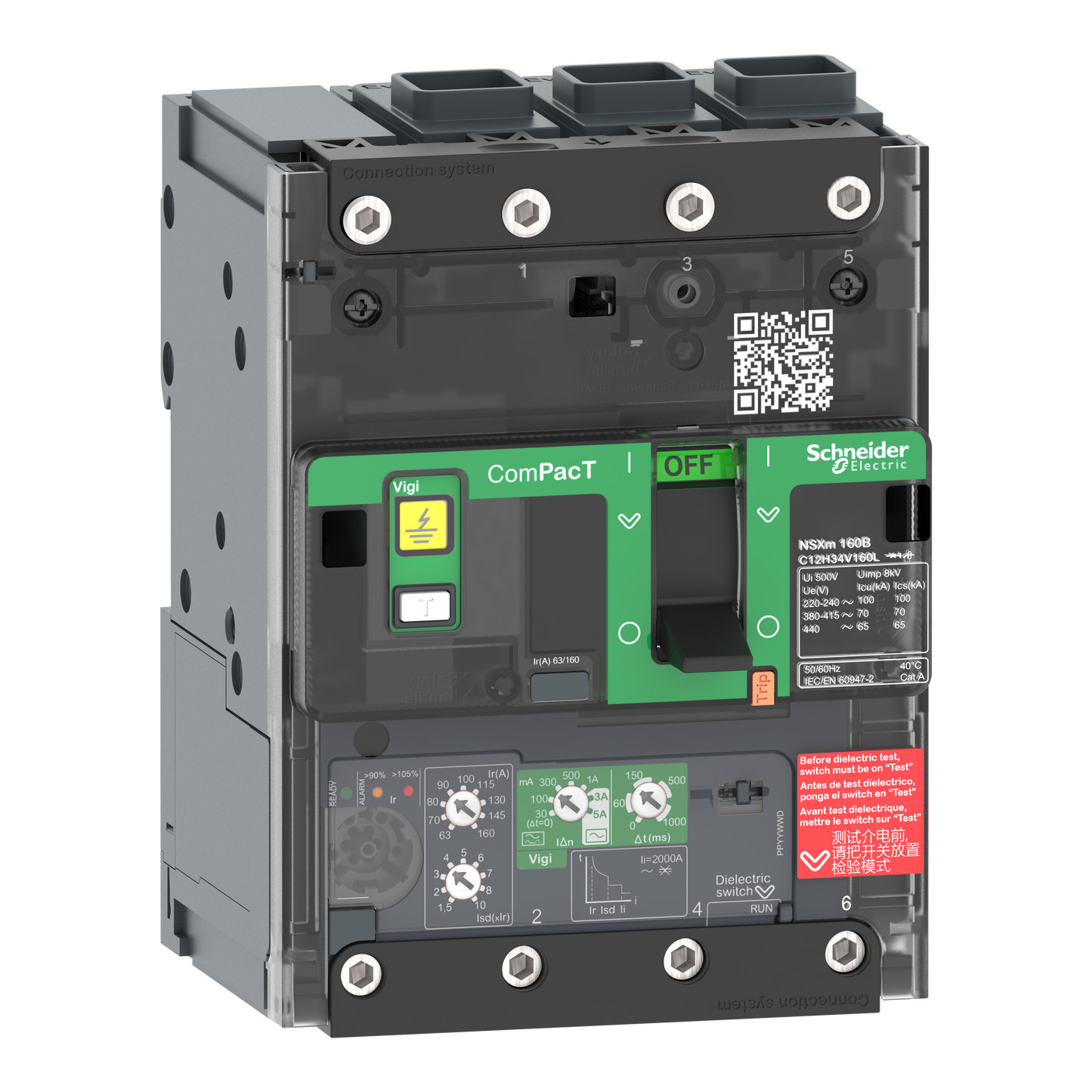 Schneider Electric-C11F34V050L-ComPacT NSXmF - disjoncteur Vigi - MicroLogic 4.1 50A - 3P3D - 36kA - EverLink
