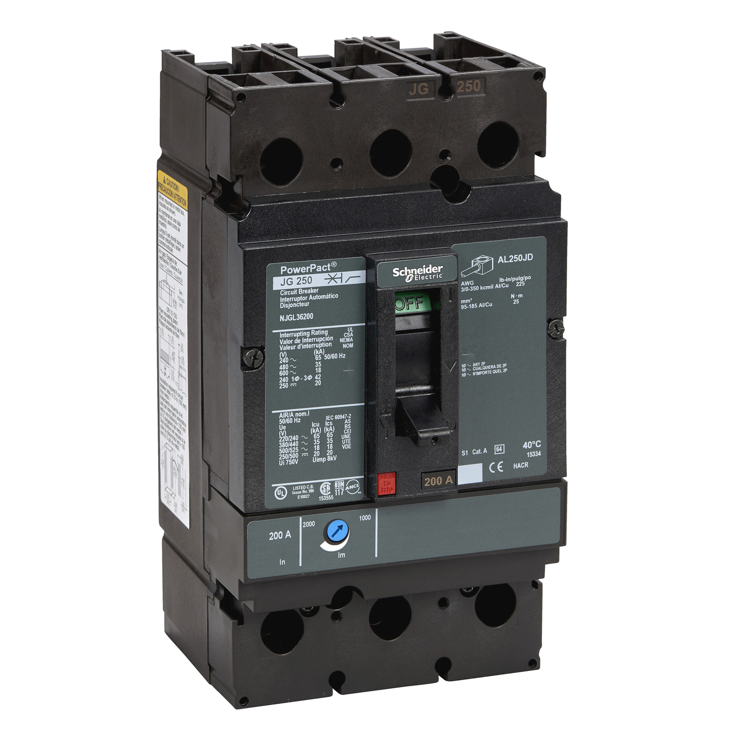 Schneider Electric-NJGL36150-PowerPact J - disjoncteur 250A - avec bornes - 35kA - TMD - 150 A - 3P 3d