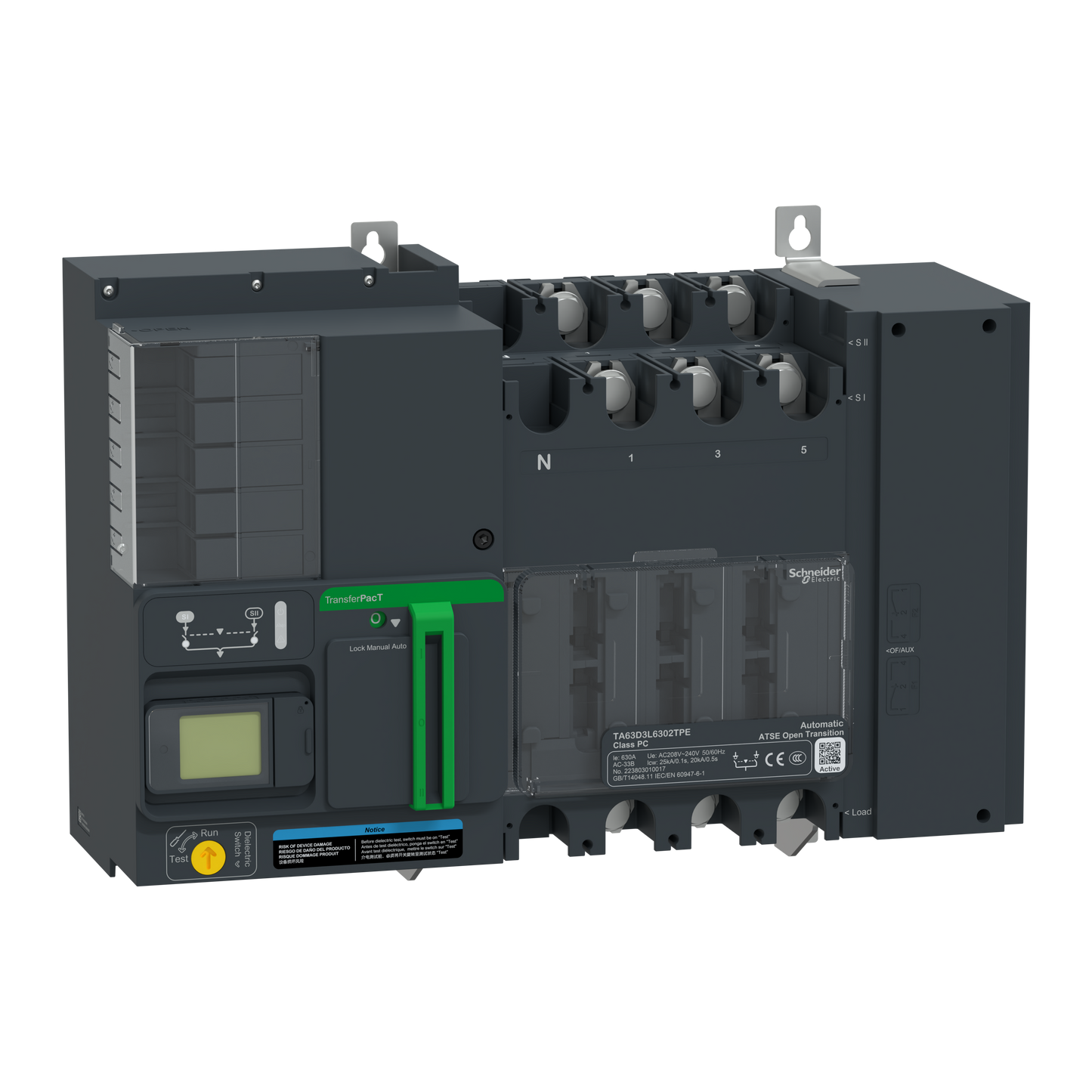 Schneider Electric-TA63D3L6302TPE-TransferPacT Active TA630 - inverseur de sources - LCD - 630A - 3P - 208Vca