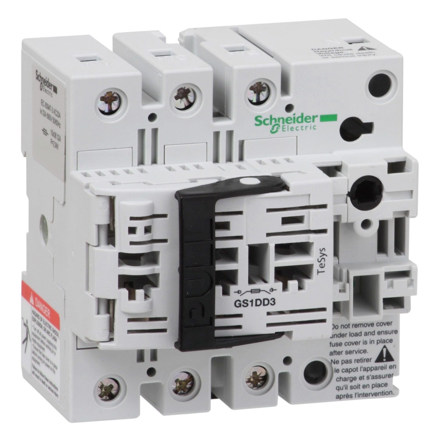 Schneider Electric-GS1DD3-TeSys GS1 - bloc de base interrupteur-sectionneur fusible - 3P 3F - NFC - 32A