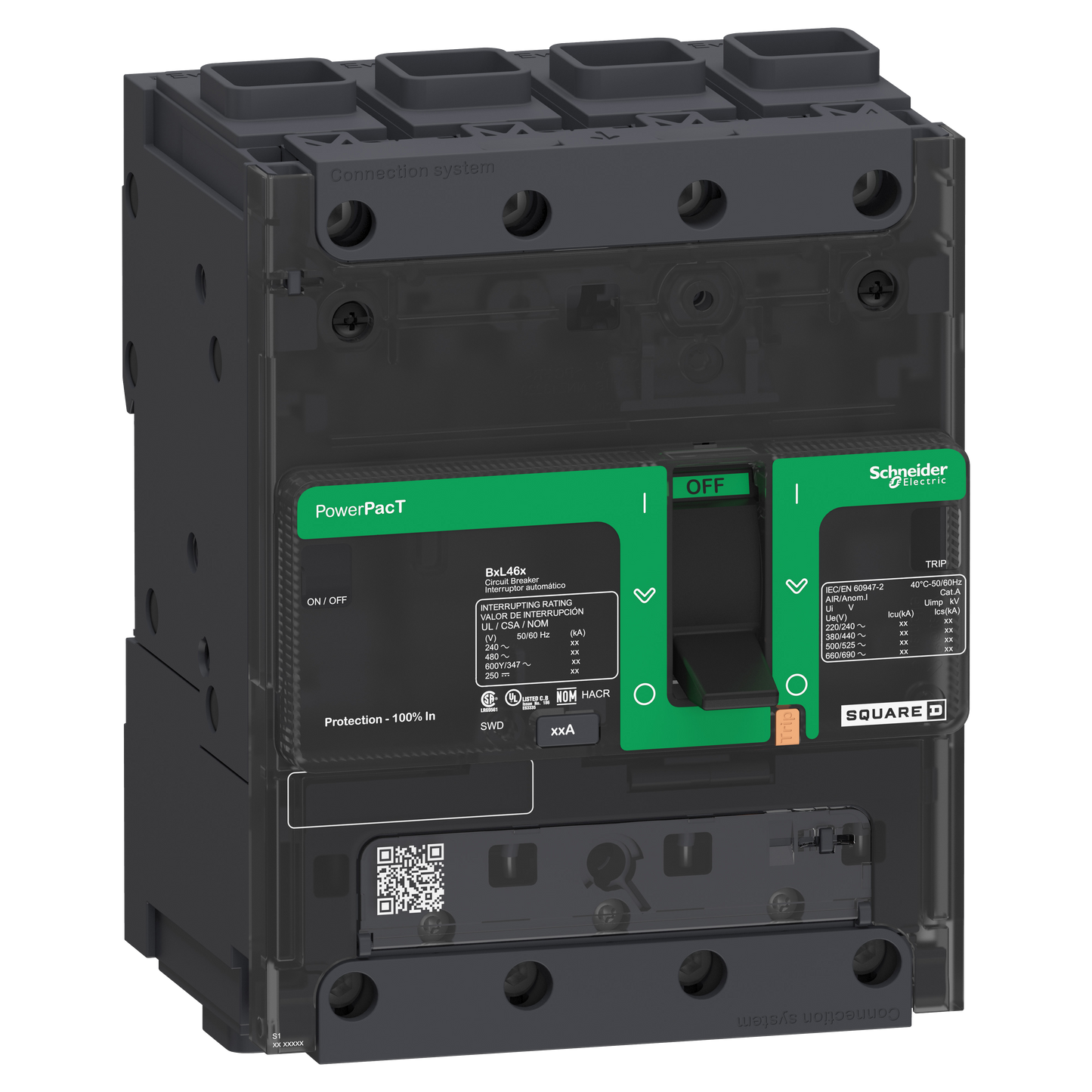 Schneider Electric-BDF46090-PowerPact B - disjoncteur BD - 18kA 600Y/347V - TM90D - 4P - cosse