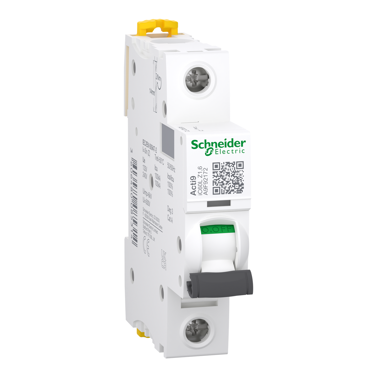 Schneider Electric-A9F92172-Acti9 iC60L - Disjoncteur - 1P - 1,6A - Courbe Z - 230Vca - 15000A/100kA