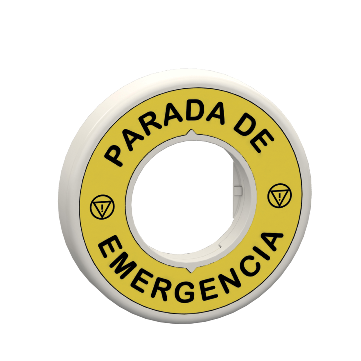 Schneider Electric-ZBY9W3B430-Harmony - étiquette lum blanc rouge Ø60 - PARADA DE EMERGENCIA - fd jaune - 24V