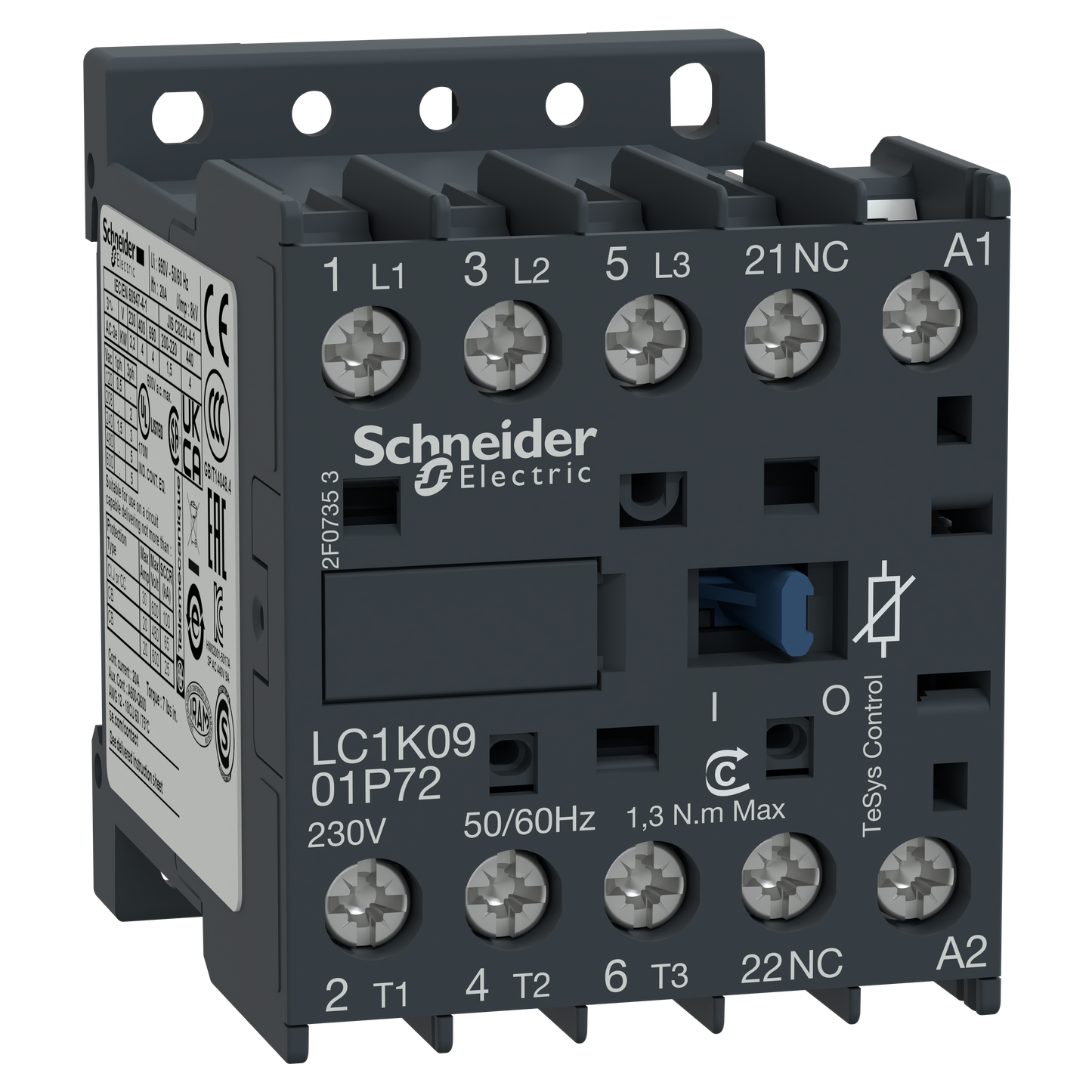Schneider Electric-LC1K0601F72-TeSys LC1K - contacteur - 3P - AC-3 440V - 6A - bobine 110Vca