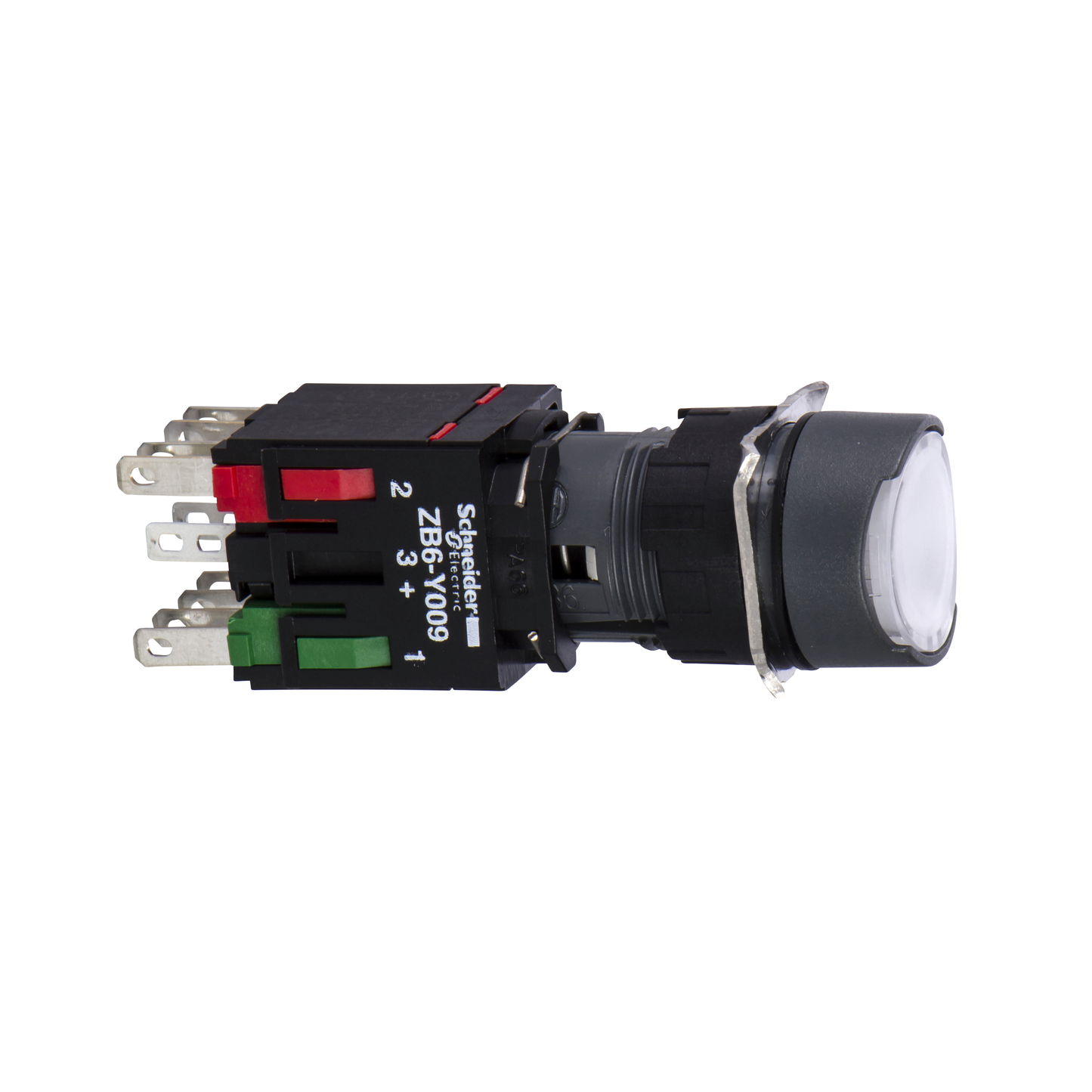 Schneider Electric-XB6AW1B5B-Harmony XB6 - bouton-pous. lum. - Ø16mm - à imp. affleurant - 24V - 1O+1F -blanc