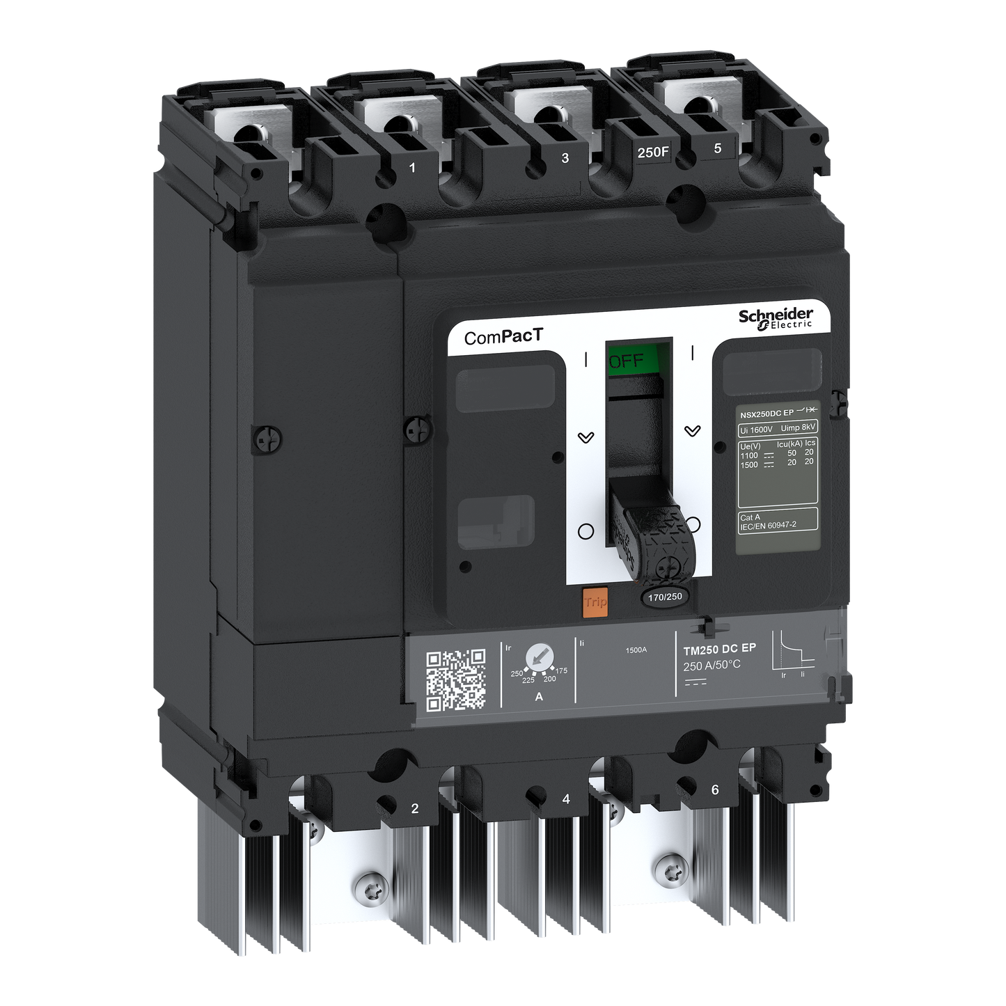 Schneider Electric-C25F4TM160D3-ComPacT NSX250 DC EP - Disjoncteur - TM-DC EP 160A - 4P4D - 50kA - montage fixe