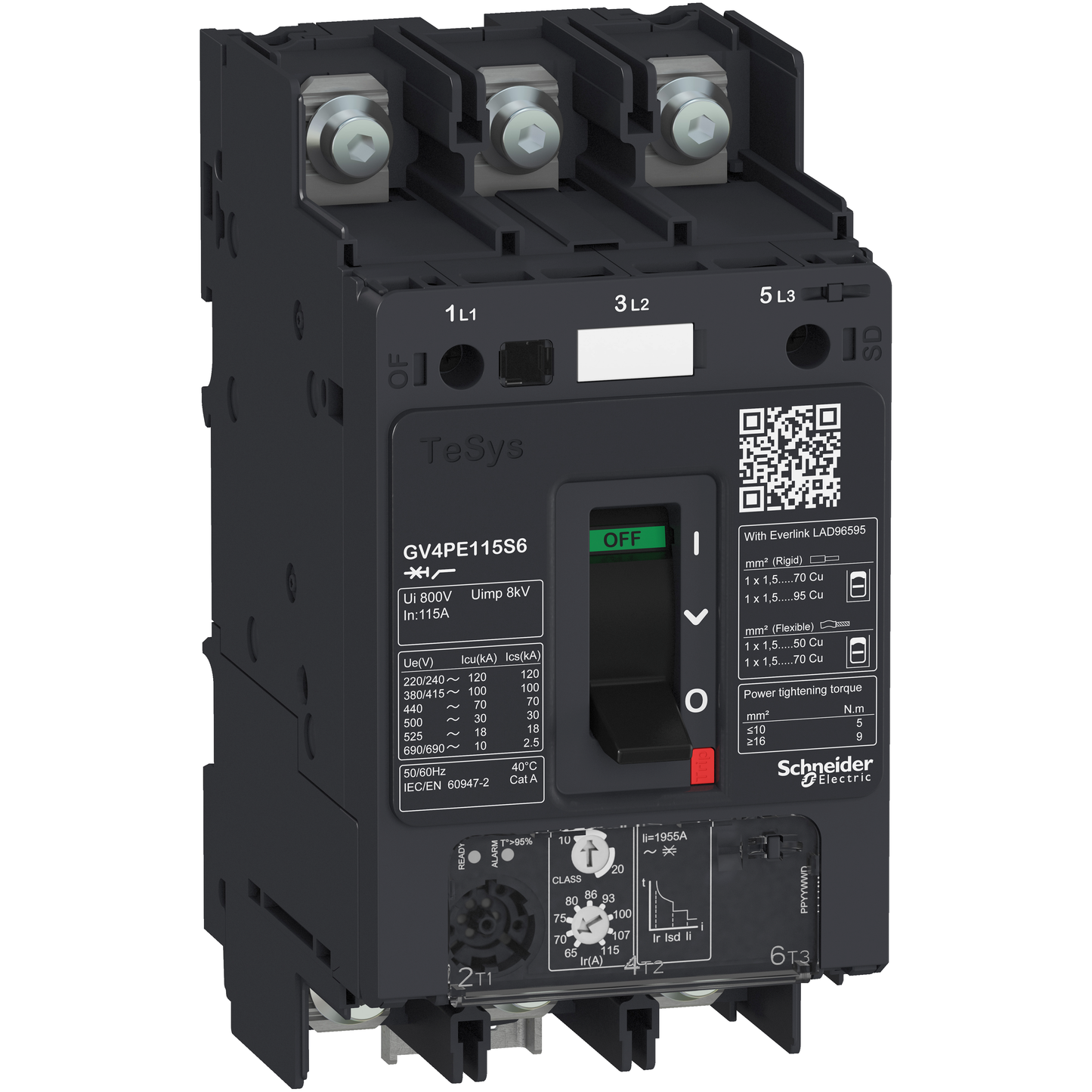 Schneider Electric-GV4PE50N6-TeSys GV - disjoncteur magnéto-thermique - In 50A - 50kA - cosses fermées