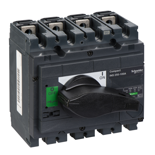 Schneider Electric-31101-ComPacT INS - Interrupteur sectionneur - INS250 4P 100A - poignée noire