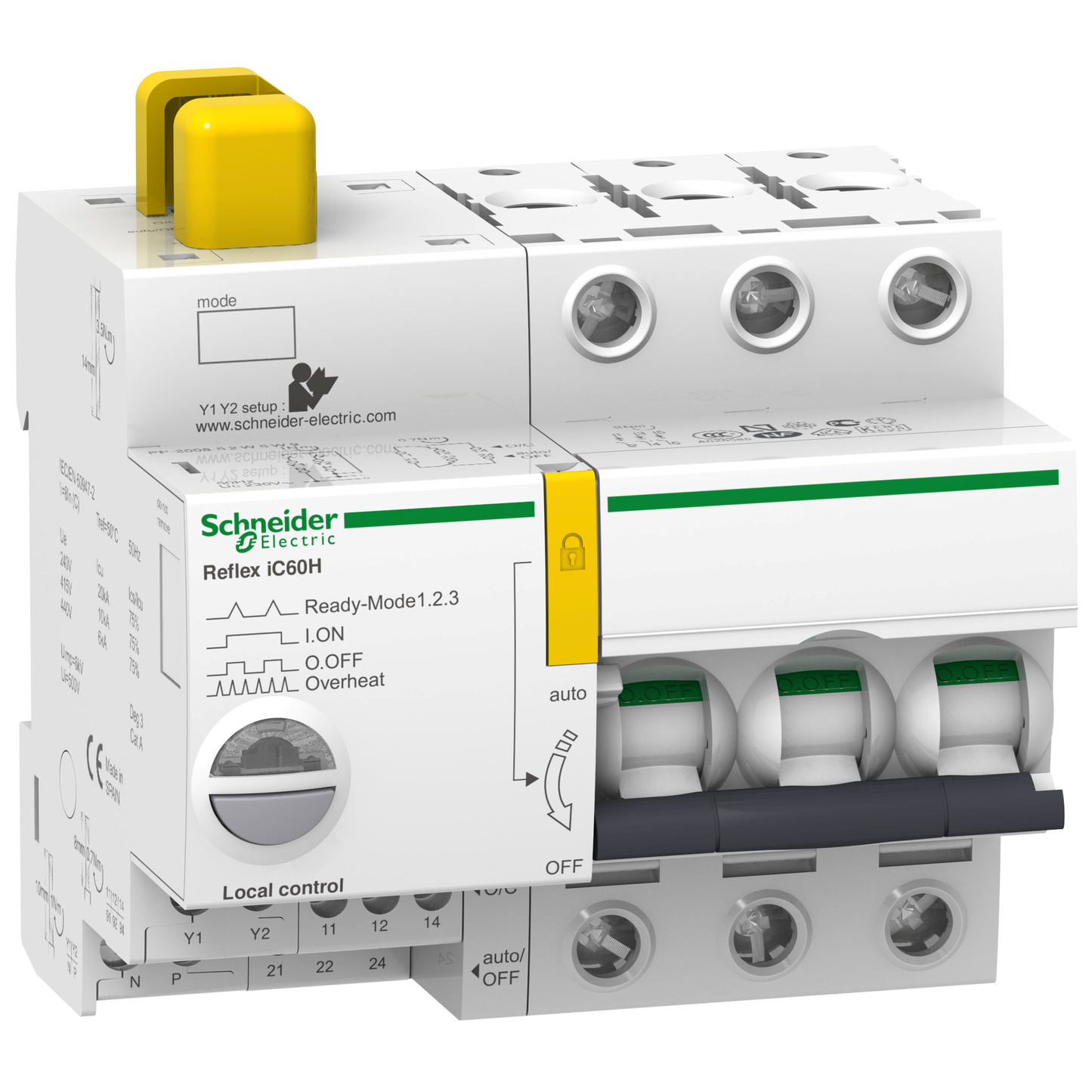 Schneider Electric-A9C65340-Acti9, Reflex iC60H disjonct. à commande intégrée interface Ti24 40A 3P courbe C