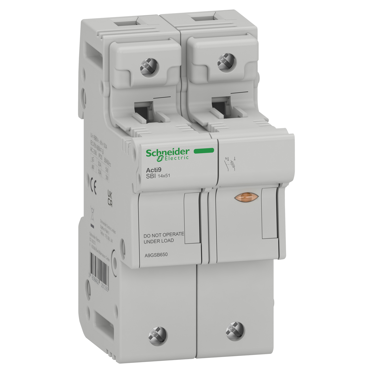 Schneider Electric-A9GSB650-ACTI9 SBI - porte-fusible - 1P+N - 50A - pour fusible 14x51mm