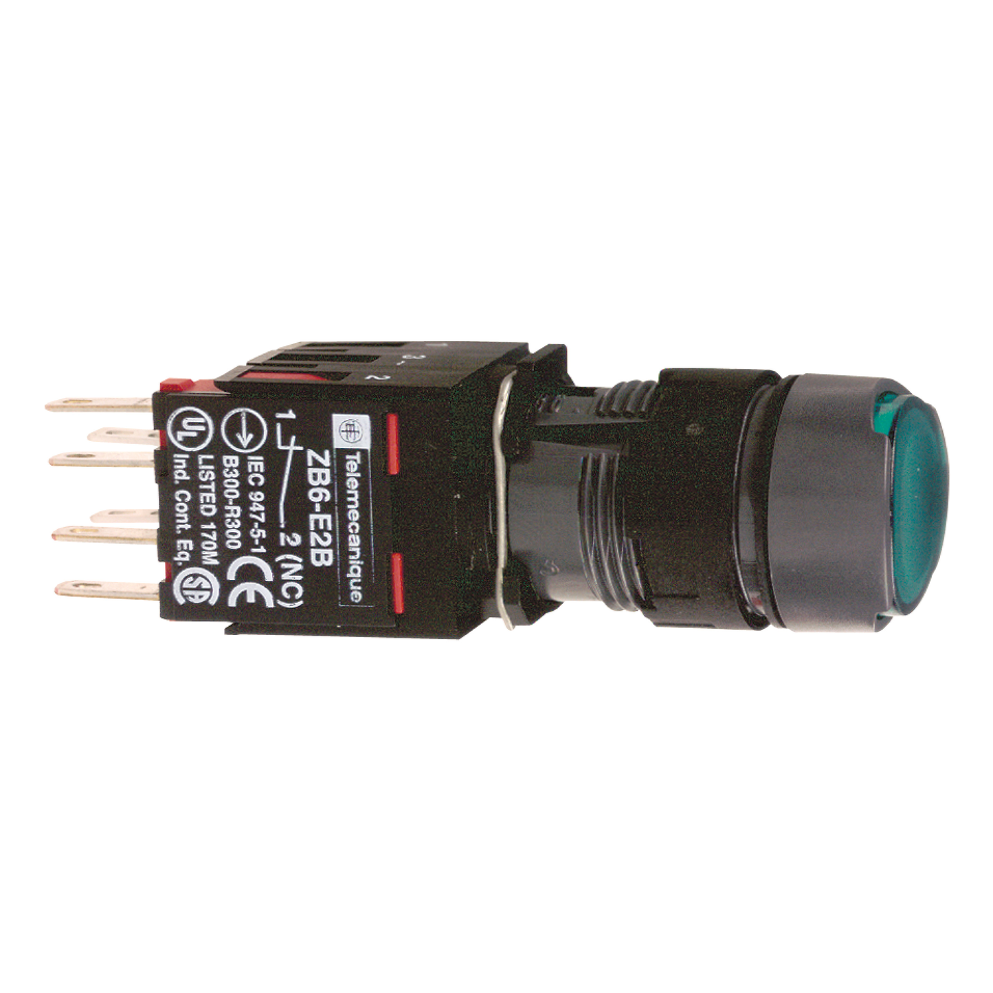 Schneider Electric-XB6AW3B5B-Harmony XB6 - bouton-pous. lum. - Ø16mm - à imp. affleurant - 24V - 1O+1F - vert