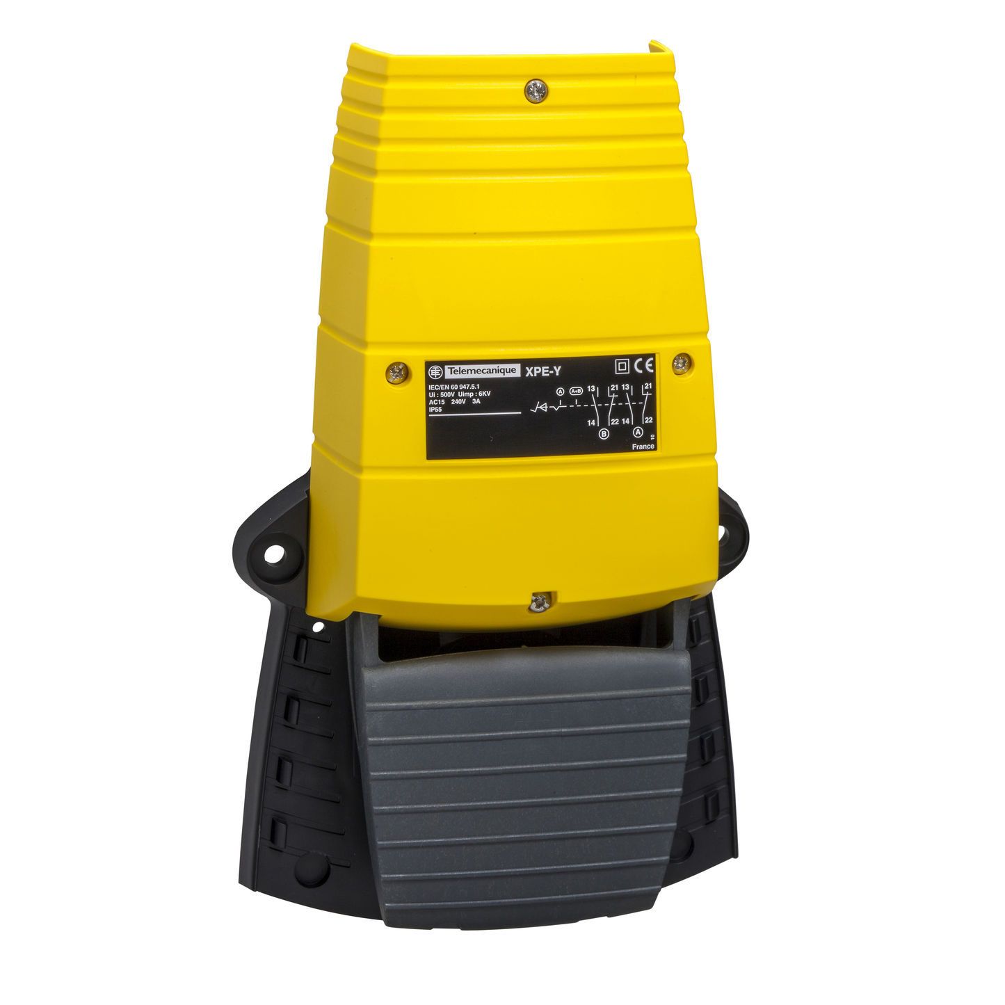 Schneider Electric-XPEY110-Preventa XPEY - inter. à pied - simple - sans capot - plast.- jaune - 1O+1F