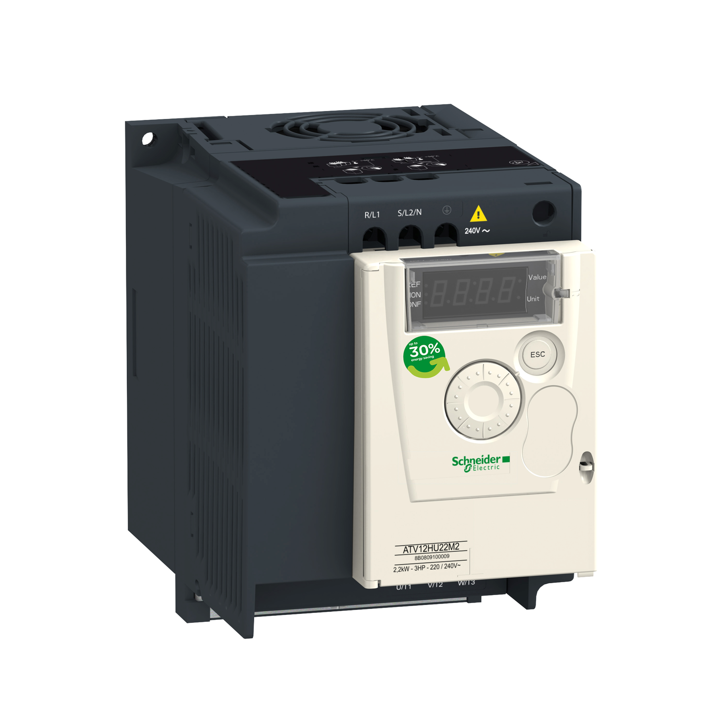 Schneider Electric-ATV12HU15M2TQ-Altivar - Atv12 1.5kw 240v 1ph 2hp radiateur tb par 7 unites