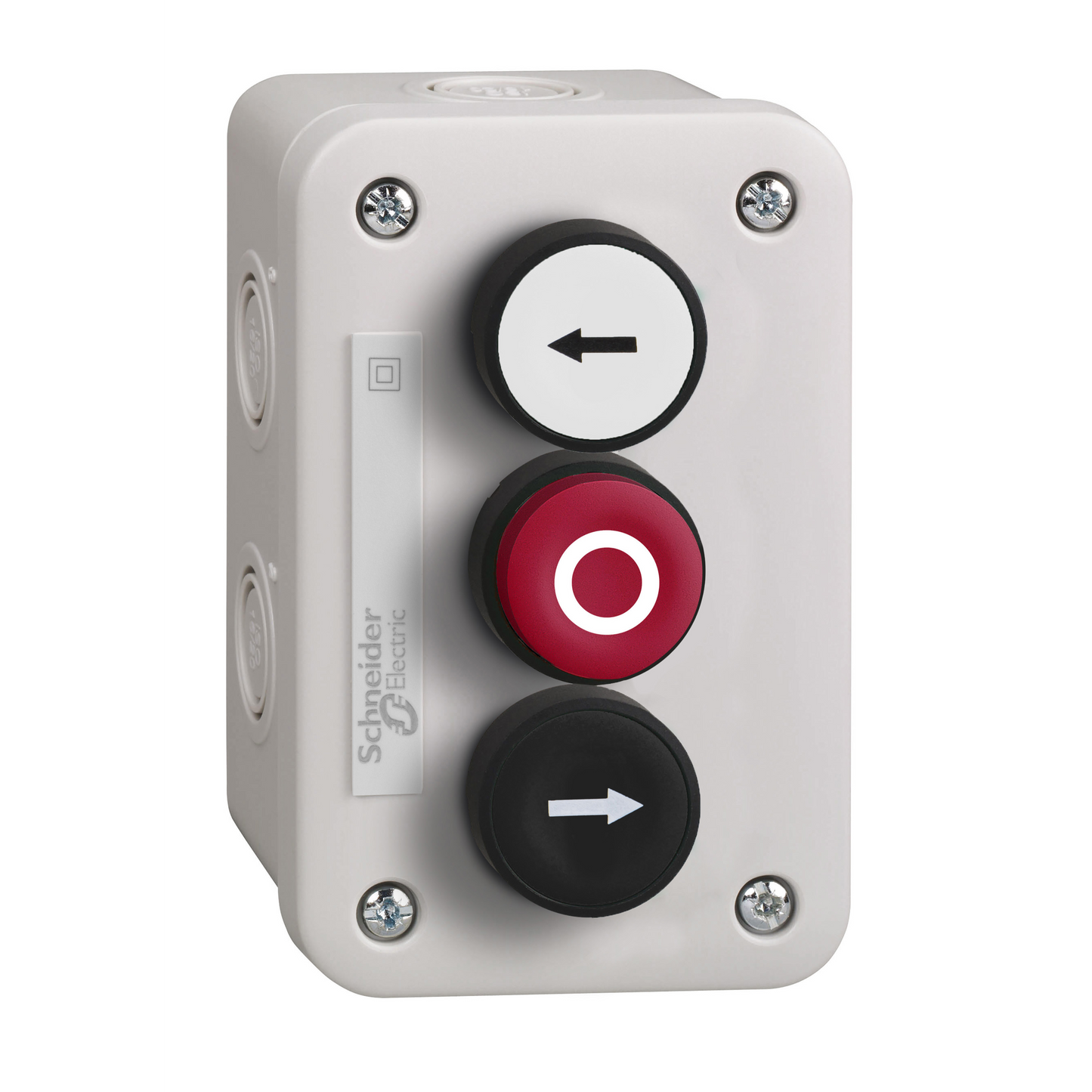 Schneider Electric-XALE3255-Harmony XALE - boîte à boutons - BP blanc 1O/F + BP rouge 1O/F + BP noir 1O/F