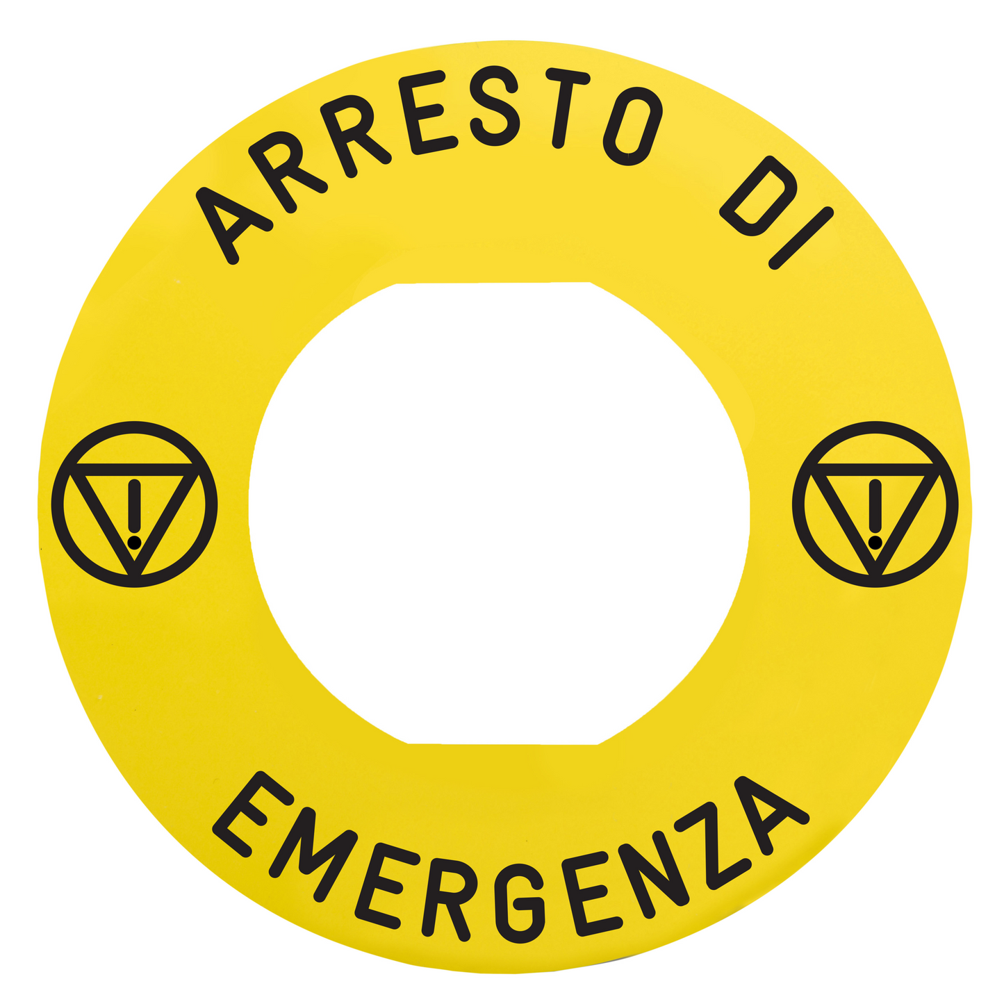Schneider Electric-ZBY9630M-Harmony - étiquette plate - jaune - 'ARRESTO DI EMERGENZA' - Ø60 - pour ZBZ1605