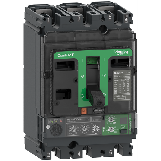 Schneider Electric-C10F34V100-ComPacT NSX100F - Disjoncteur Vigi - MicroLogic 4.2 100A - 3P3D - 36kA - fixe
