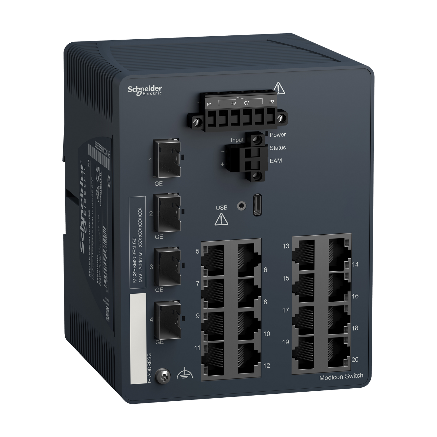 Schneider Electric-MCSESM203F4LG0-Modicon Managed Switch 16TX/4GE-SFP