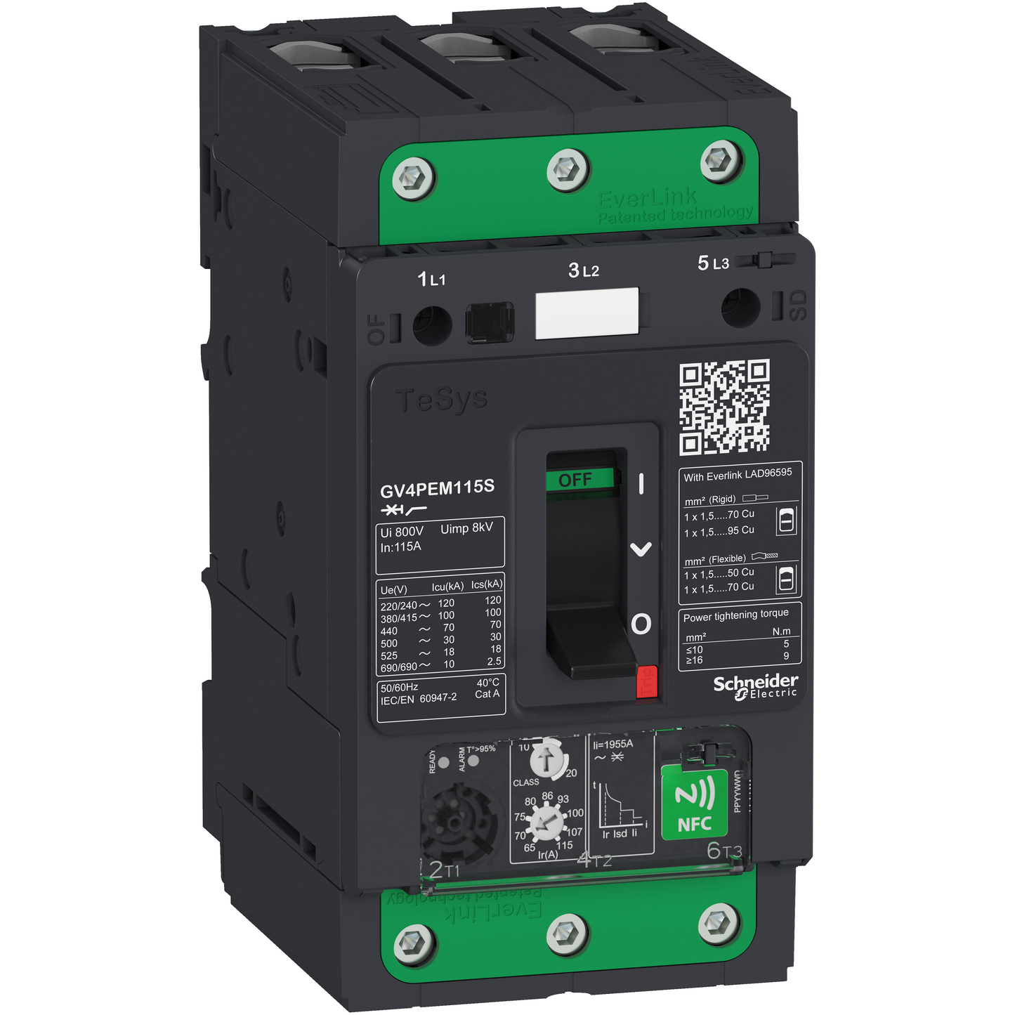 Schneider Electric-GV4PEM80N-TeSys GV - disjoncteur magnéto-thermique - In 80A - 50kA - Everlink