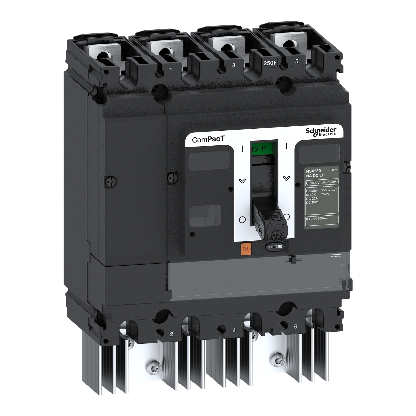 Schneider Electric-C254160D3S-ComPacT NSX250 NA DC EP - interrupteur sectionneur CC EP - 160A - 4P - fixe