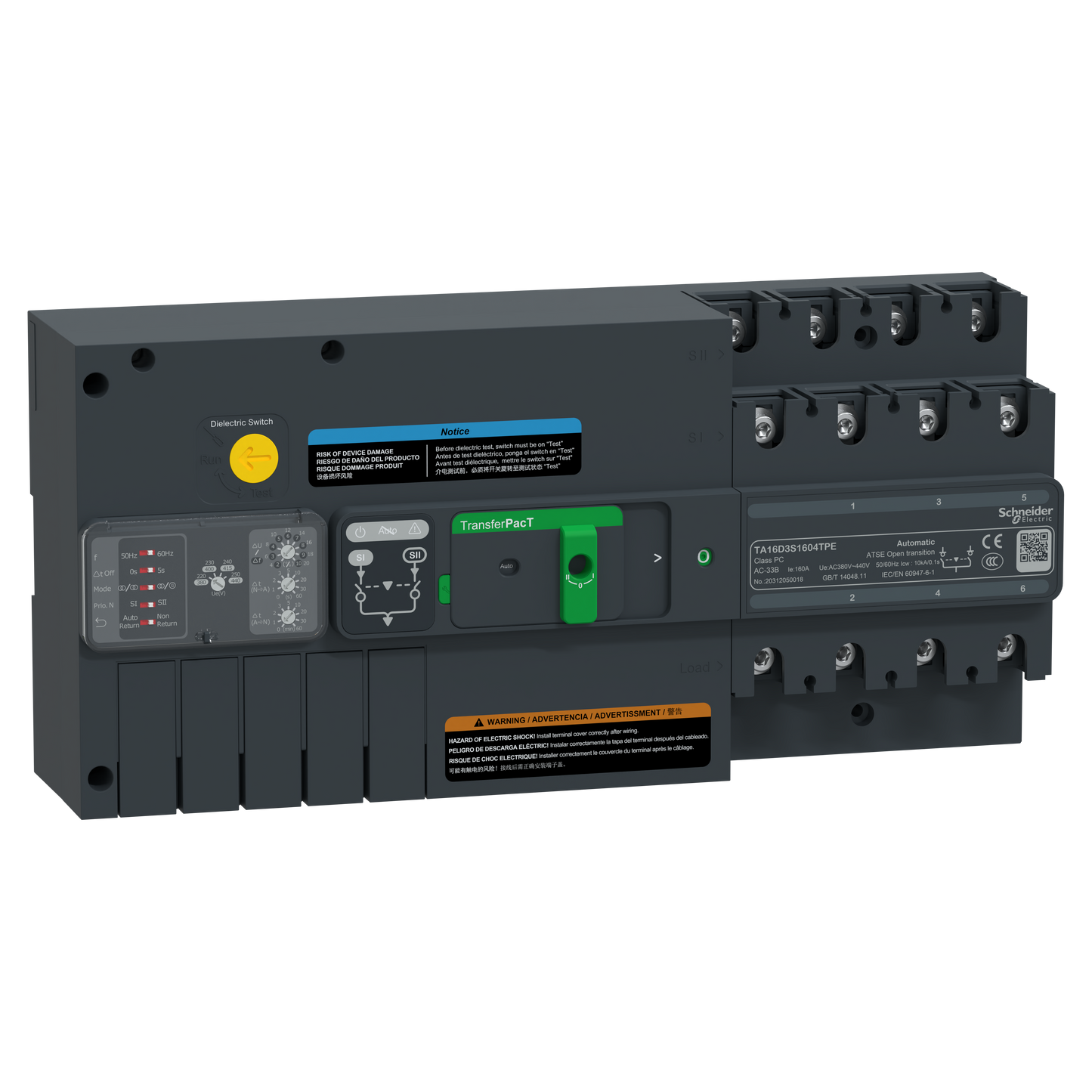 Schneider Electric-TA16D3S1604TPE-TransferPacT TA160 - inverseur de sources - commutateurs - 160A - 3P - 400Vca