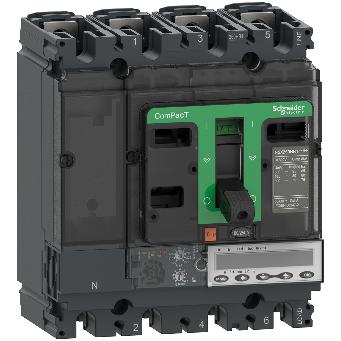 Schneider Electric-C10R46E100-ComPacT NSX100R - Disjoncteur - MicroLogic 6.2E 100A - 4P4D - 200kA - fixe