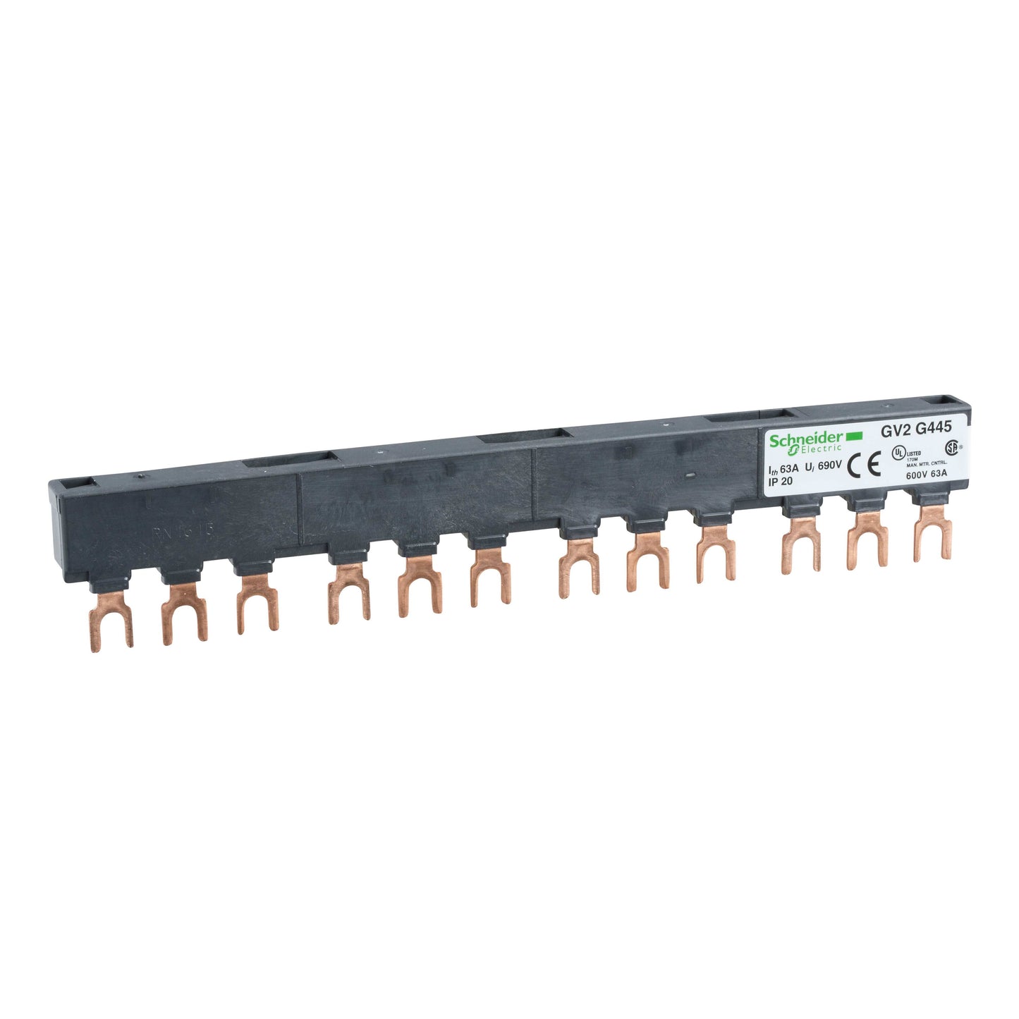 Schneider Electric-GV2G445-TeSys GV - jeu de barre tripolaire - 63A - 4 dérivations - pas 45 mm