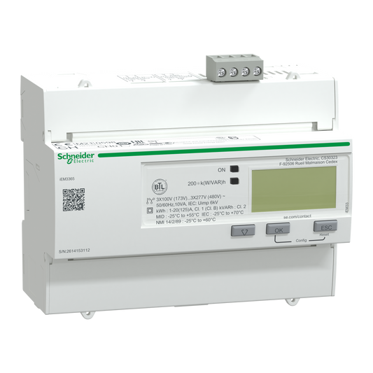 Schneider Electric-A9MEM3365-Acti9 iEM - compteur d'énergie tri - 125A - multitarif - alarm.kW - BACnet, MID