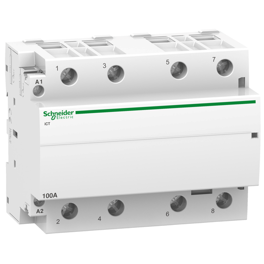 Schneider Electric-A9C20884-Acti9 iCT - Contacteur auxiliarisable - 4P - 100A - 4NO - 220/240Vca - 50Hz