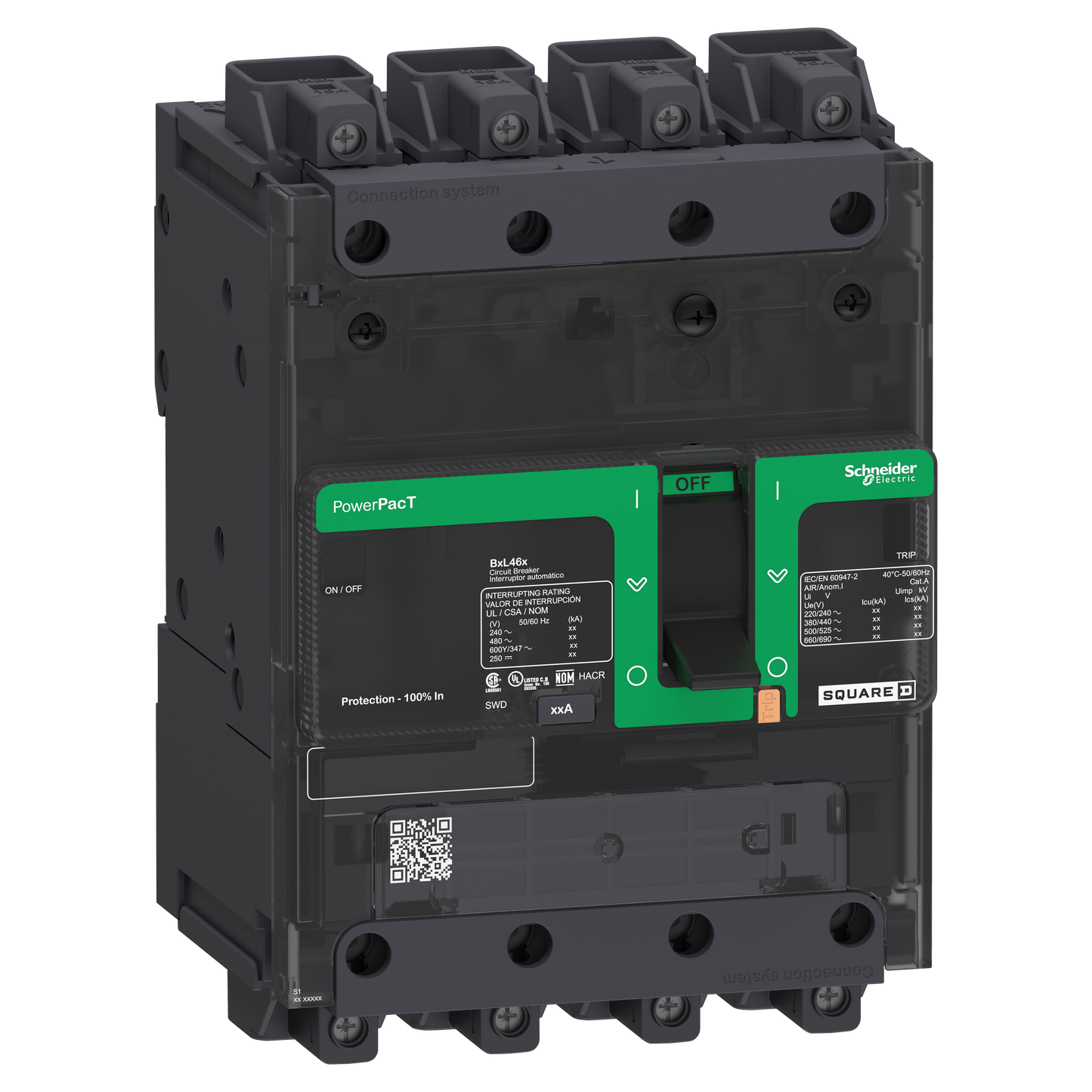 Schneider Electric-BGL46020LU-PowerPact B - disjoncteur BG - 35kA 600Y/347V - TM20D - 4P - Everlink