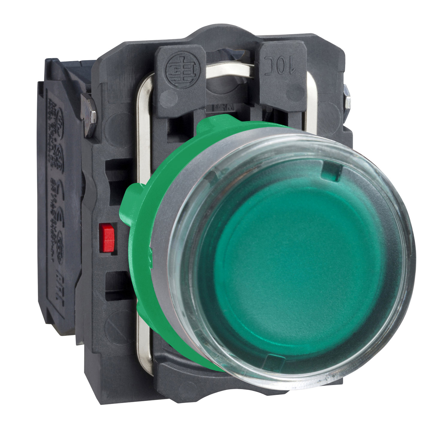 Schneider Electric-XB5AW33M5C0-Harmony XB5 - bouton poussoir lumin DEL - Ø22 - col grise - vert - 1O+1F - 230V