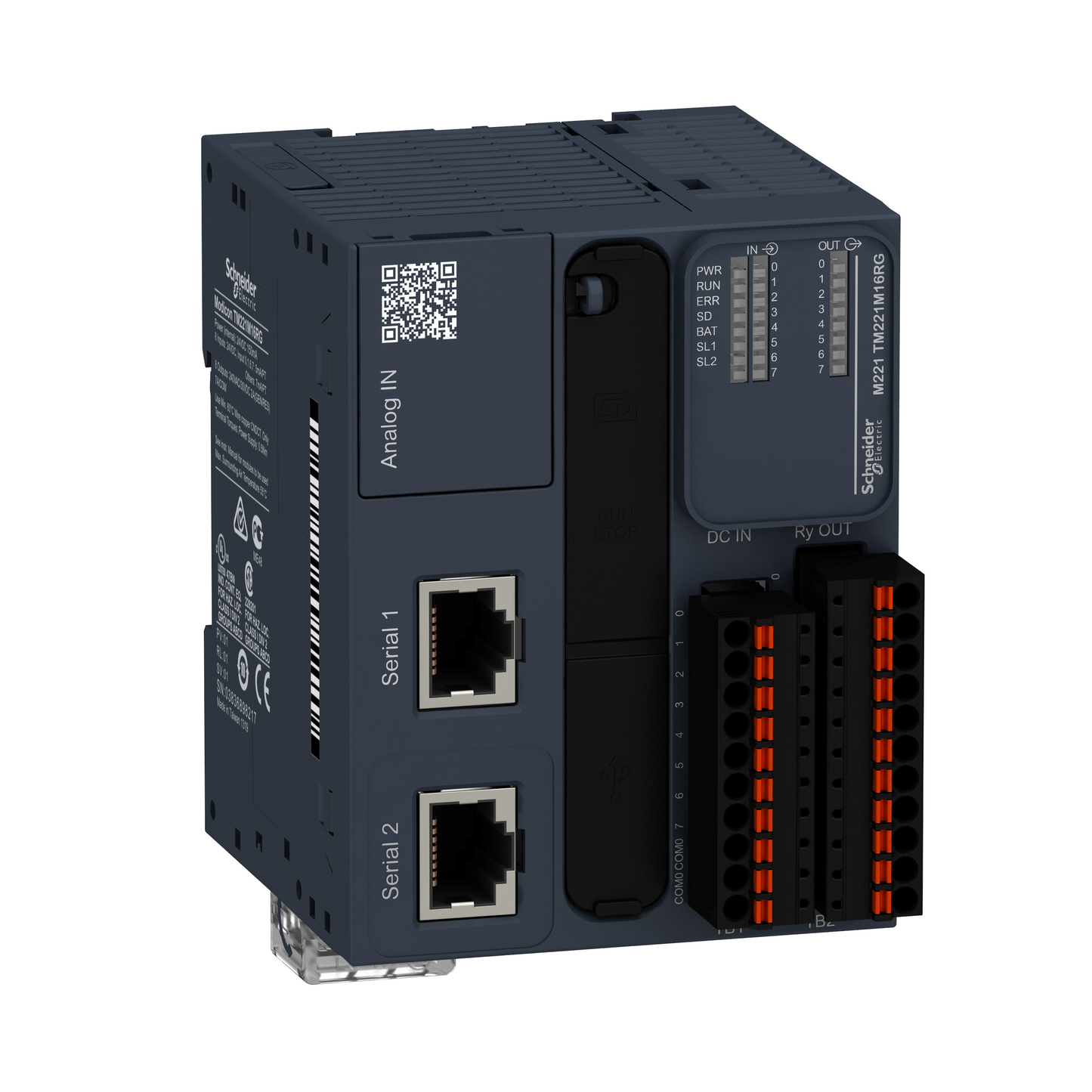 Schneider Electric-TM221M16RG-Modicon M221 Book, contrôleur 16E/S relais, 2 ports série, 24VCC, ressort