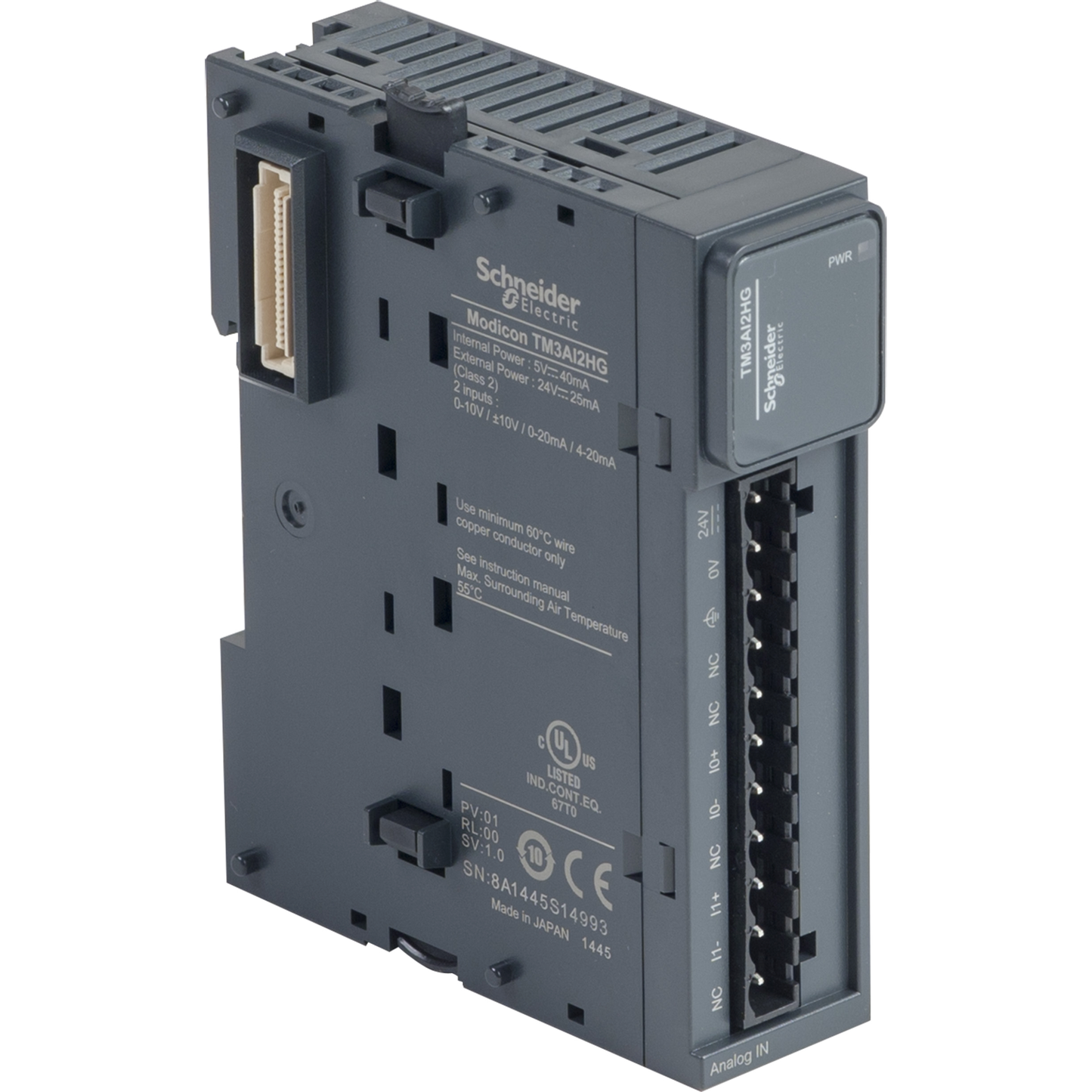 Schneider Electric-TM3AI2HG-Modicon TM3, module 2 entrées ana haute résolution, -10-0-10V, 0/4-20mA, ressort
